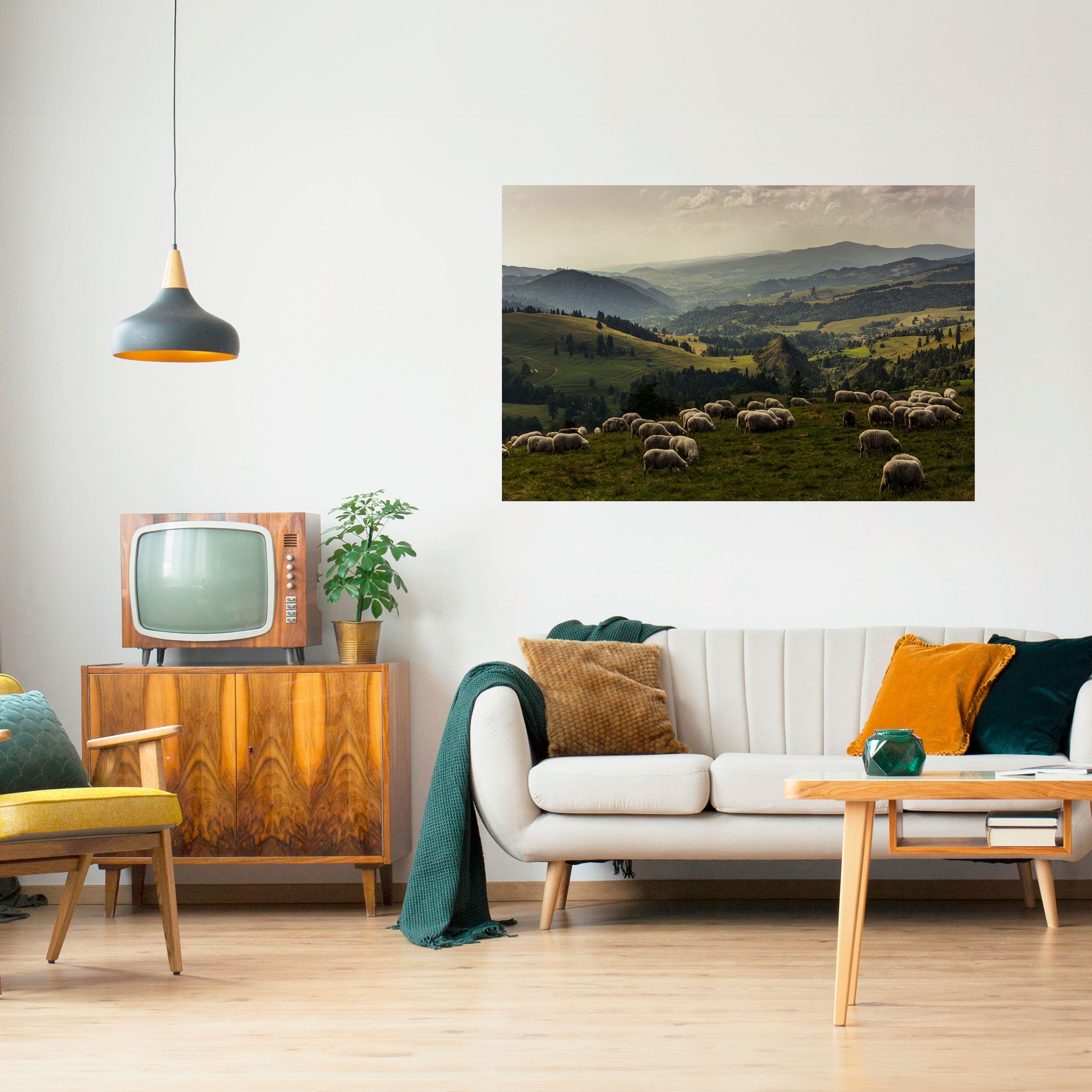 Affiche horizontale autocollante « MOUTONS EN SÉRÉNITÉ »