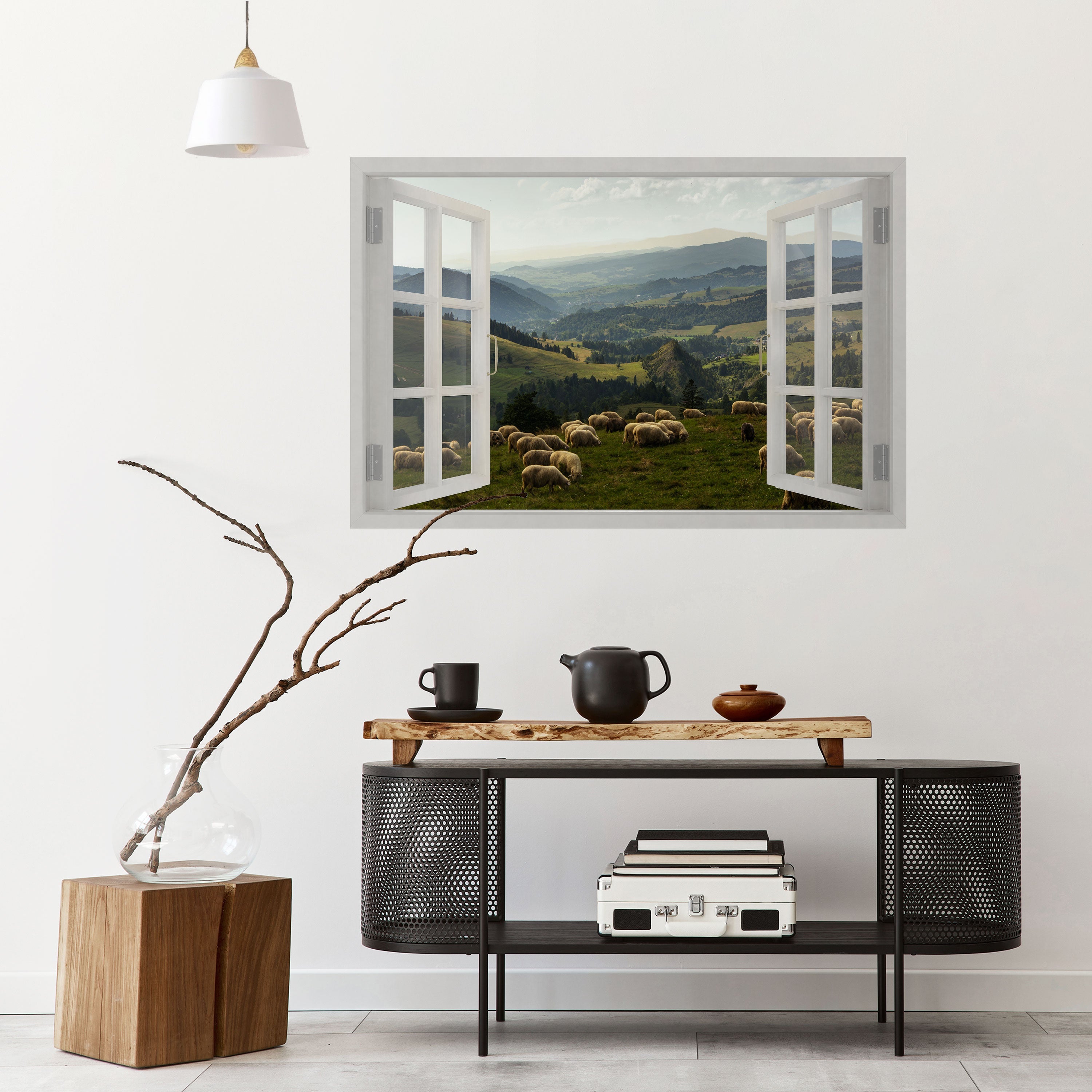 Affiche horizontale autocollante avec vue sur les pâturages sauvages