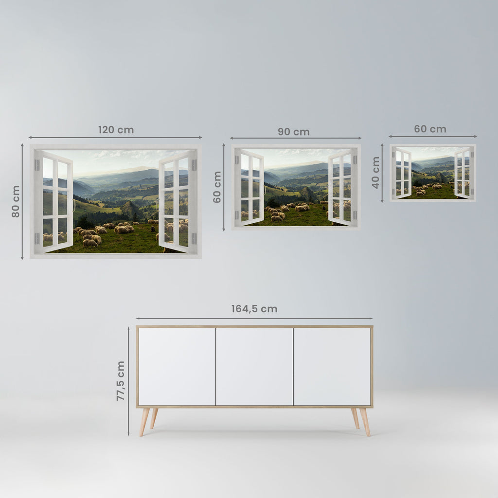 Affiche horizontale autocollante avec vue sur les pâturages sauvages