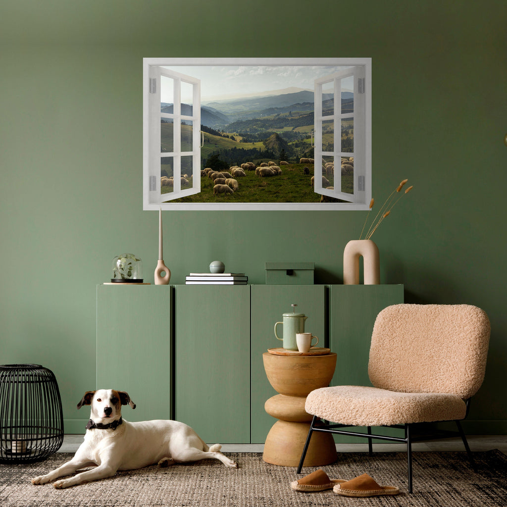 Affiche horizontale autocollante avec vue sur les pâturages sauvages