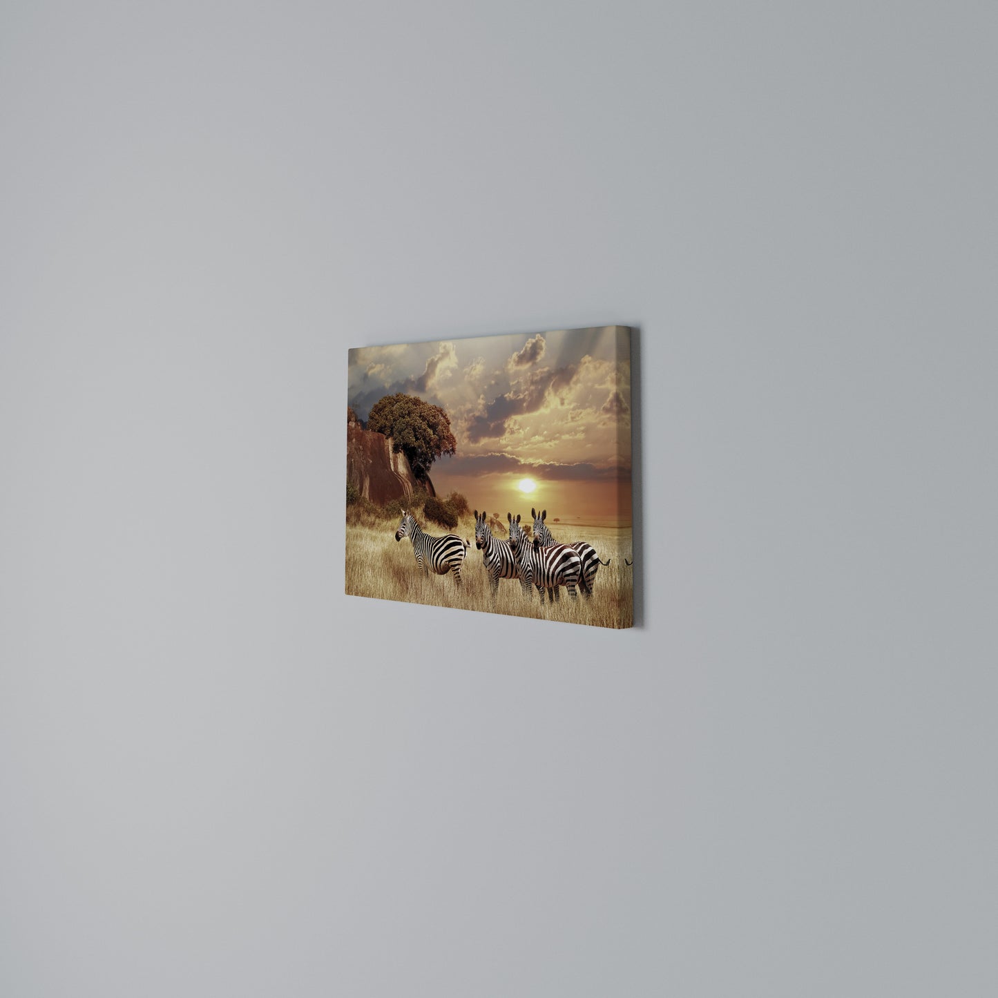 ZEBRA SUNSET SERENADE Horizontal Canvas Print