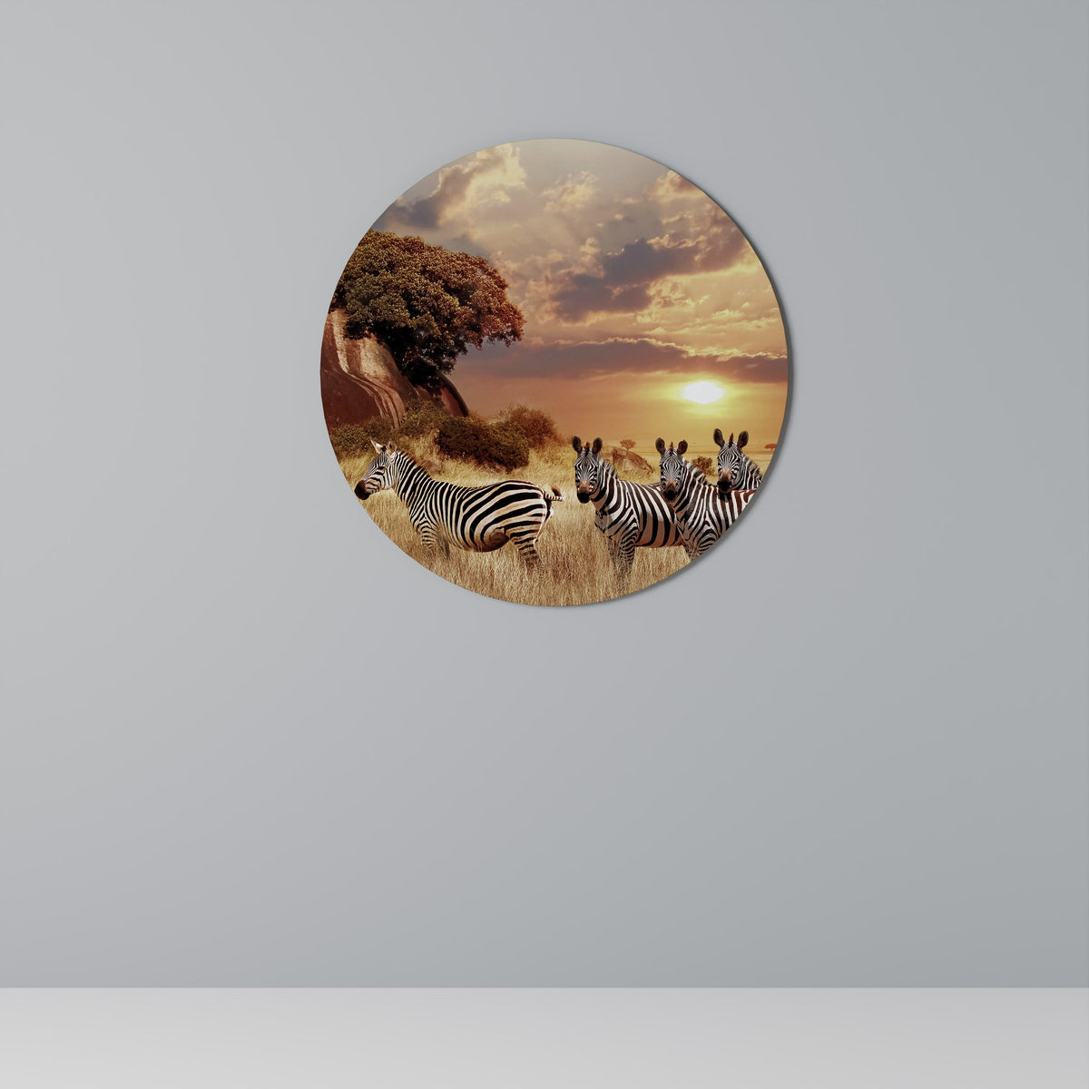 Décoration murale ronde ZEBRA SUNSET SERENADE