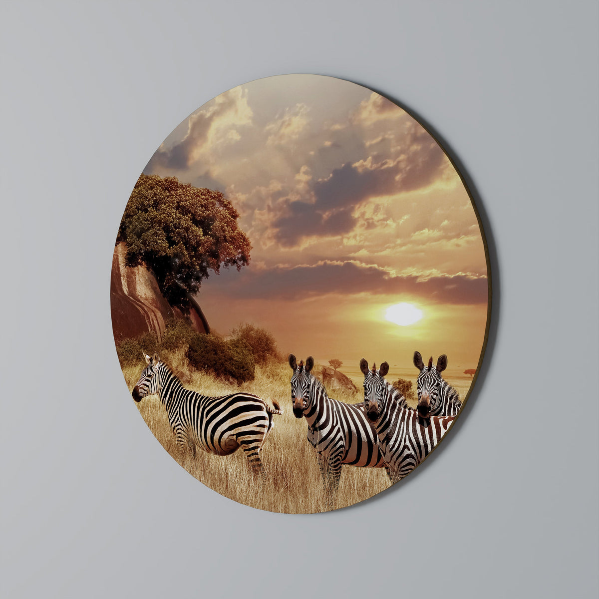 Décoration murale ronde ZEBRA SUNSET SERENADE