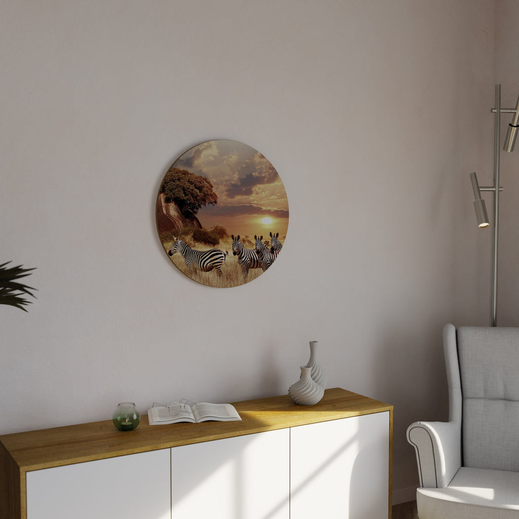 Décoration murale ronde ZEBRA SUNSET SERENADE