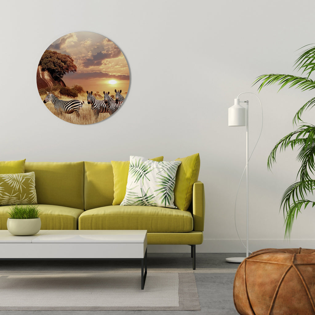 Décoration murale ronde ZEBRA SUNSET SERENADE