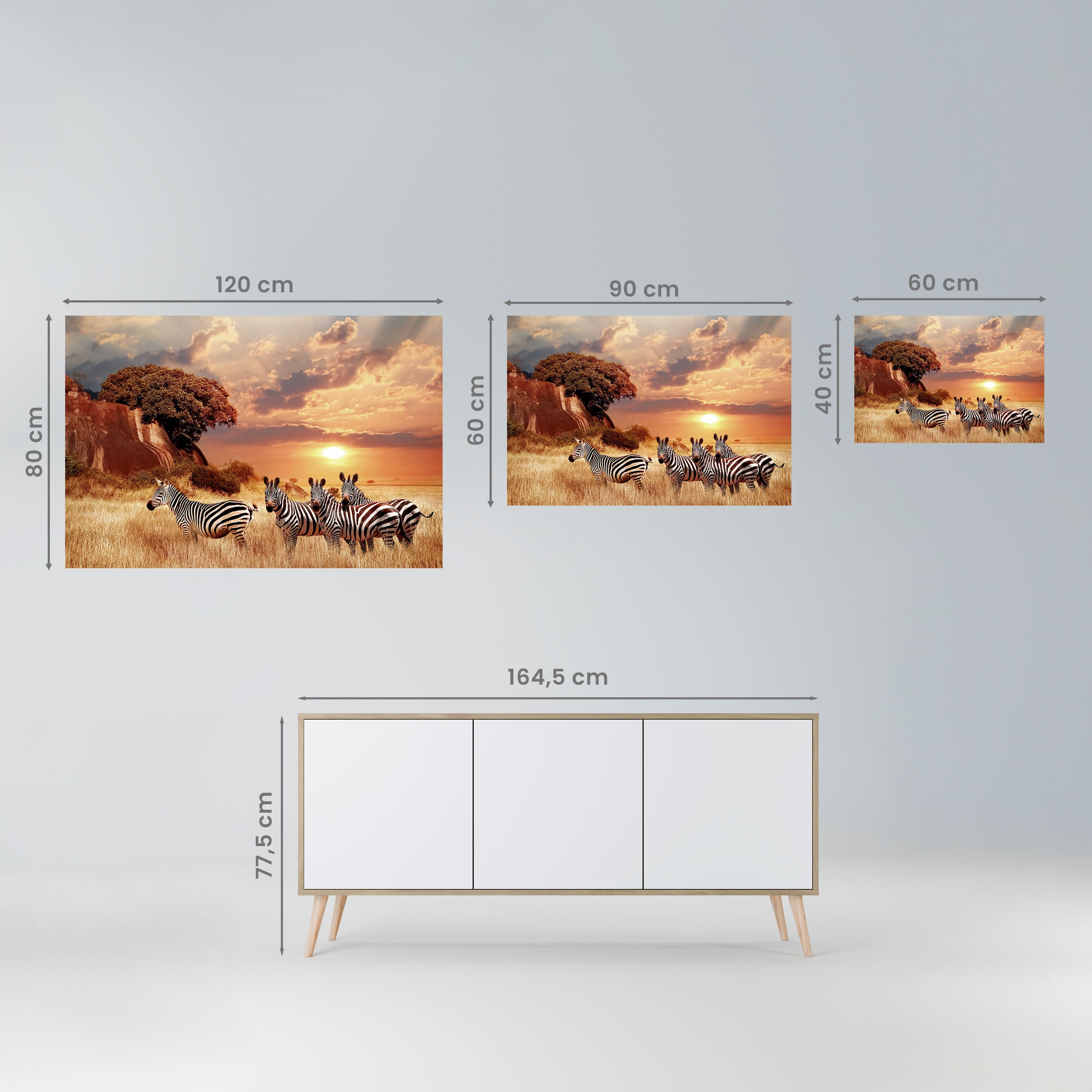 Affiche horizontale autocollante « ZEBRA SUNSET SERENADE »