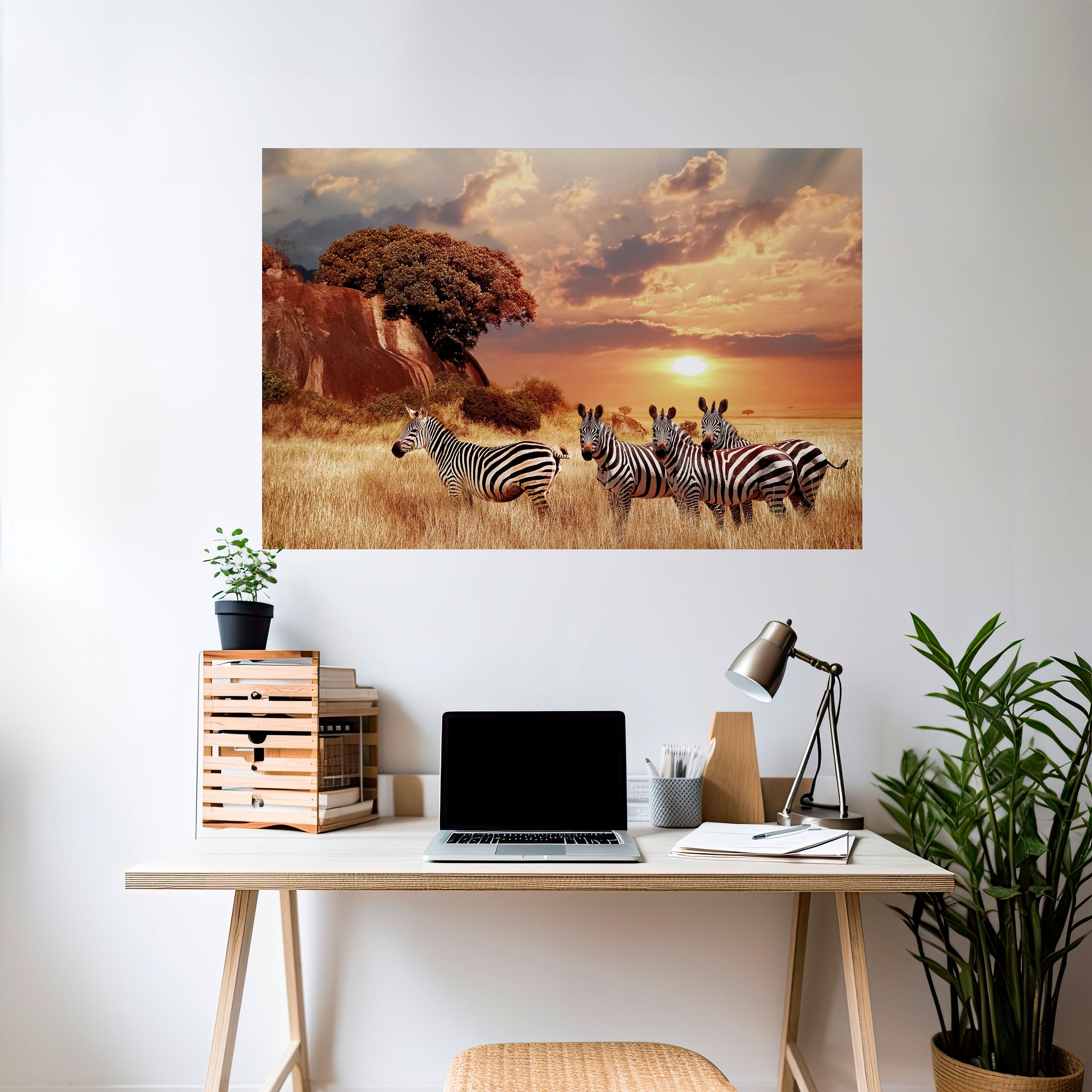 Affiche horizontale autocollante « ZEBRA SUNSET SERENADE »