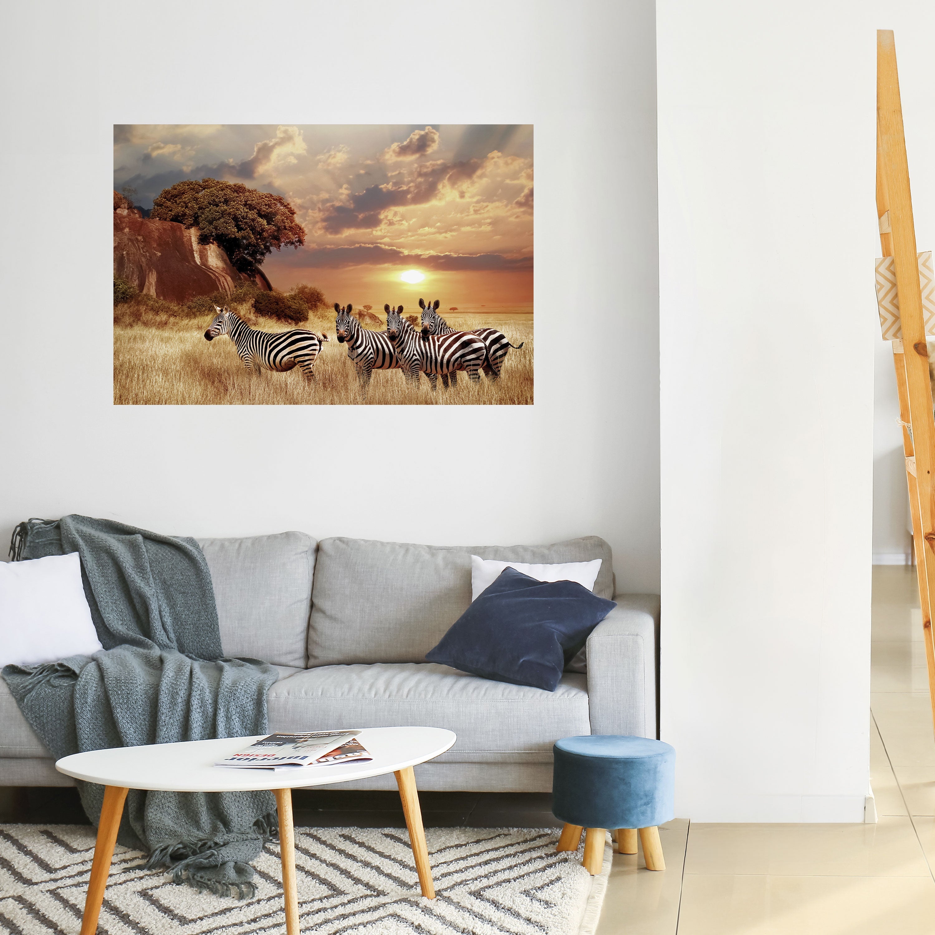 Affiche horizontale autocollante « ZEBRA SUNSET SERENADE »