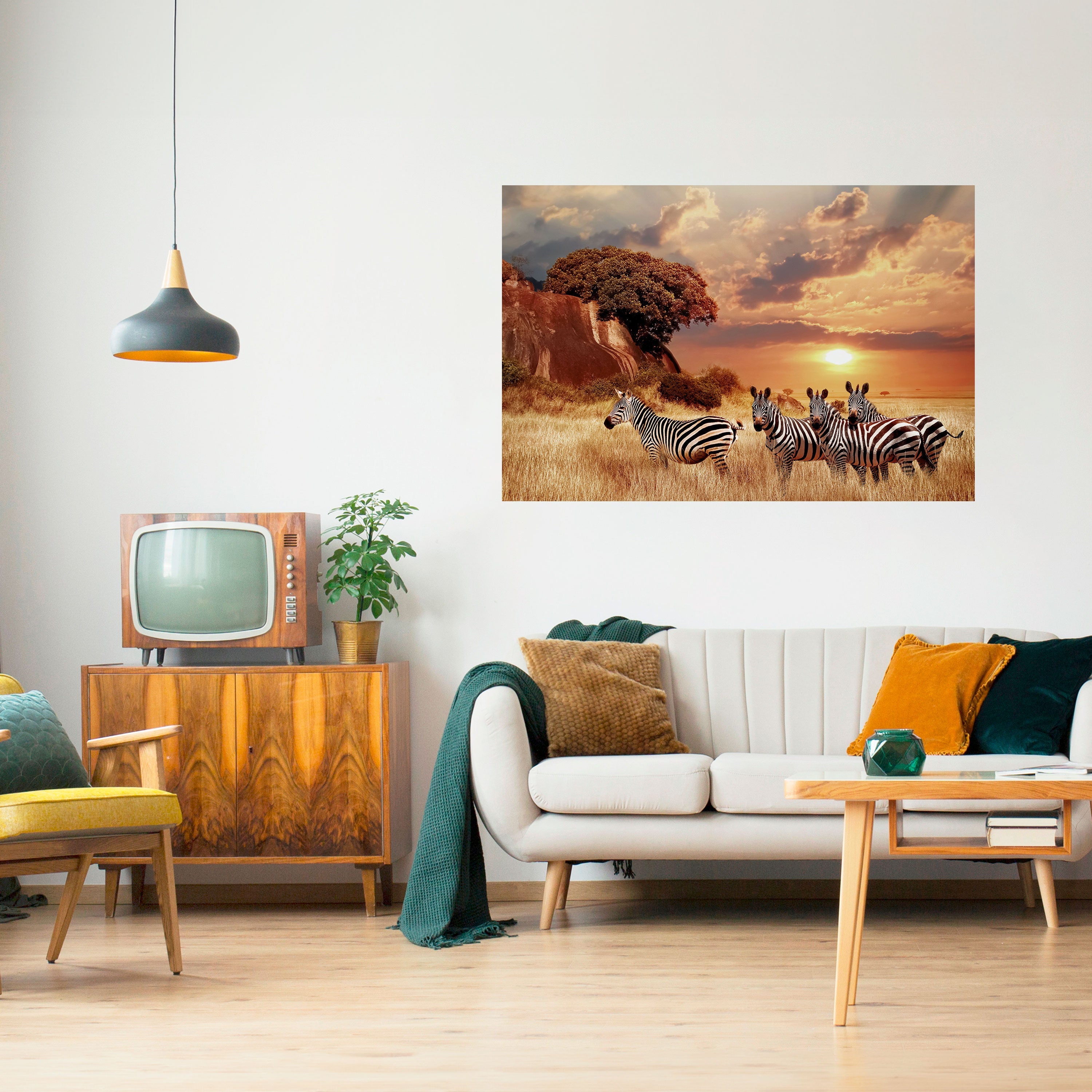 Affiche horizontale autocollante « ZEBRA SUNSET SERENADE »