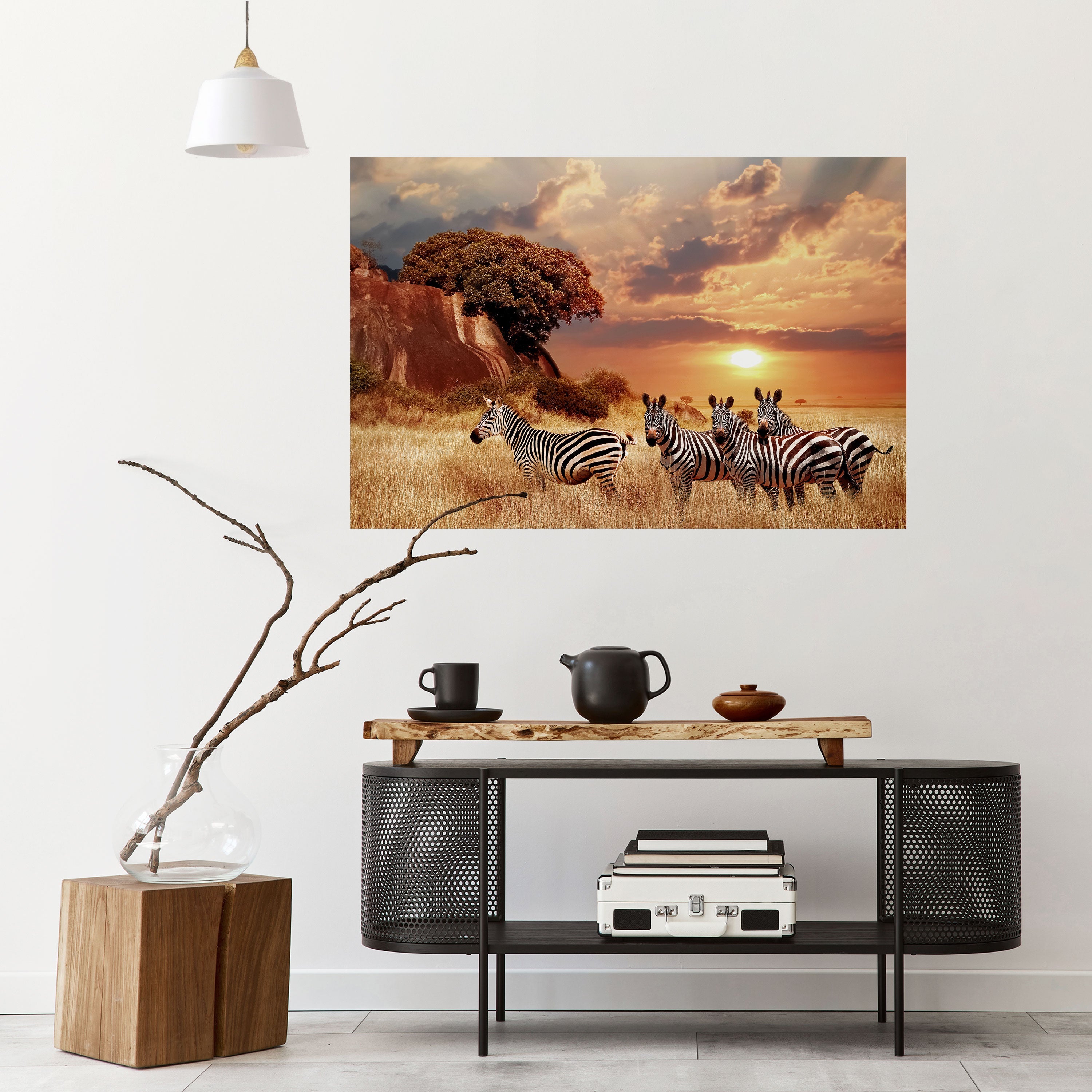 Affiche horizontale autocollante « ZEBRA SUNSET SERENADE »