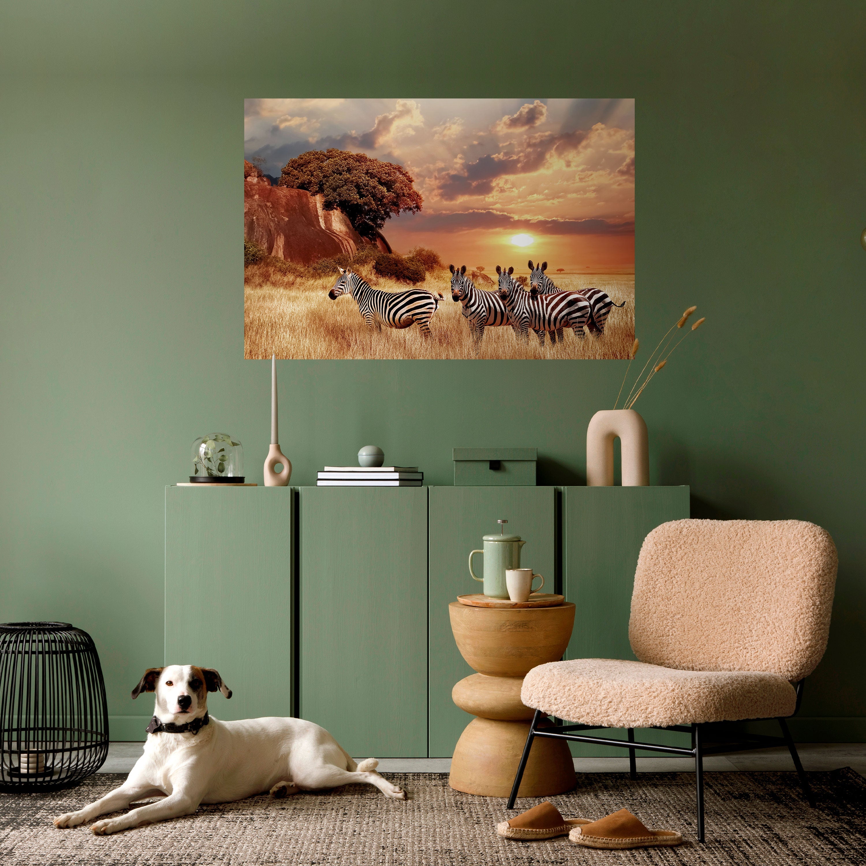 Affiche horizontale autocollante « ZEBRA SUNSET SERENADE »