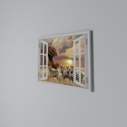ZEBRA SUNSET VISTA Horizontal Canvas Print