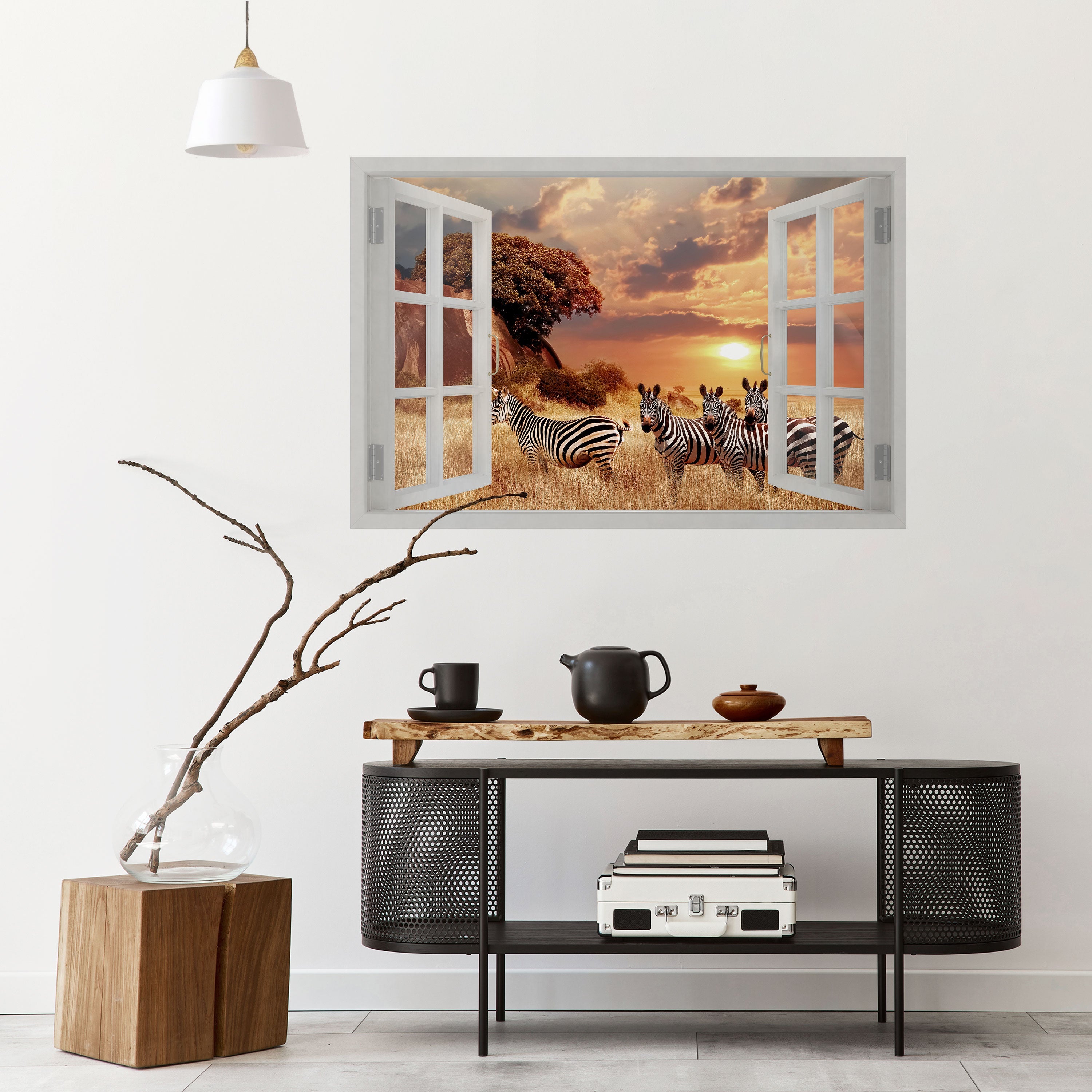 Affiche horizontale autocollante ZEBRA SUNSET VISTA