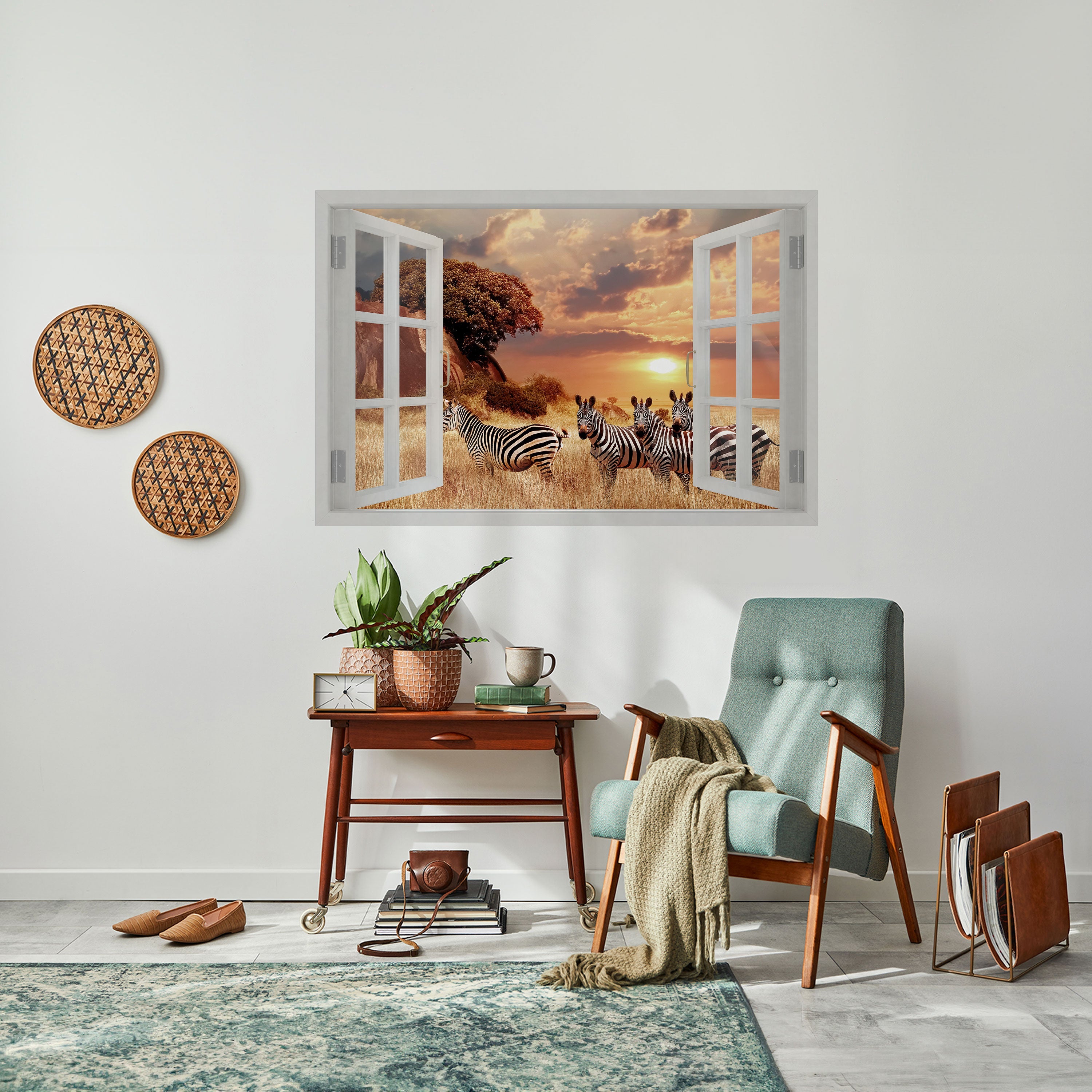 Affiche horizontale autocollante ZEBRA SUNSET VISTA