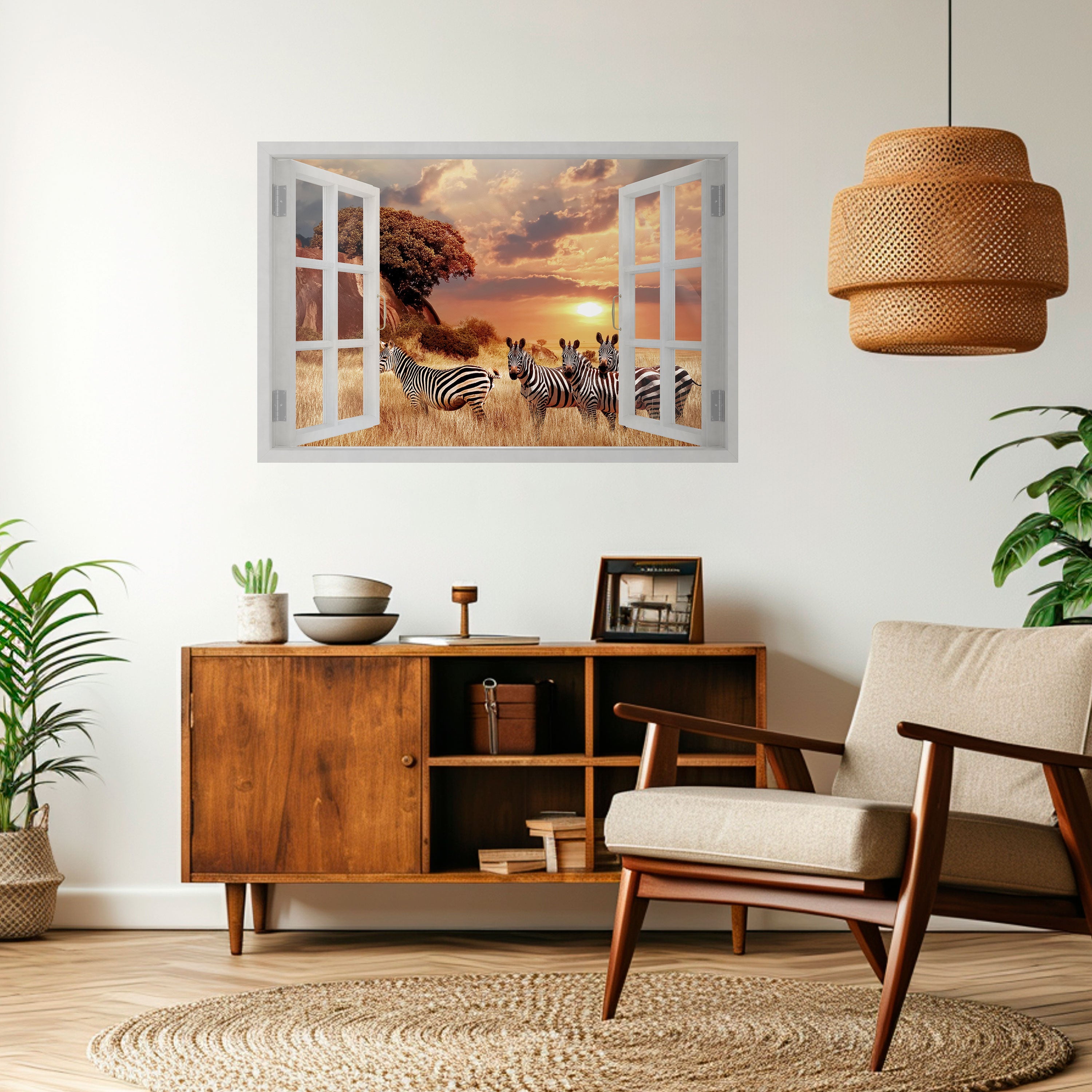 Affiche horizontale autocollante ZEBRA SUNSET VISTA