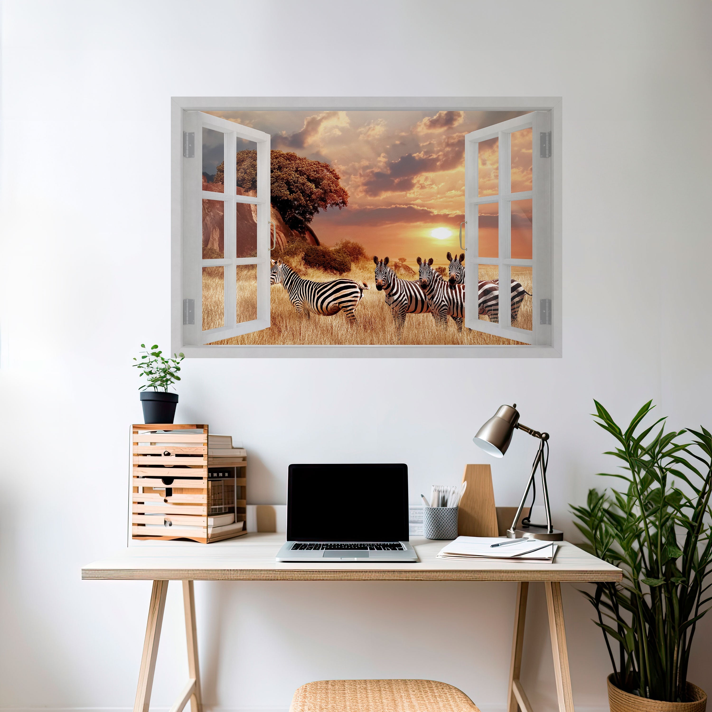 Affiche horizontale autocollante ZEBRA SUNSET VISTA