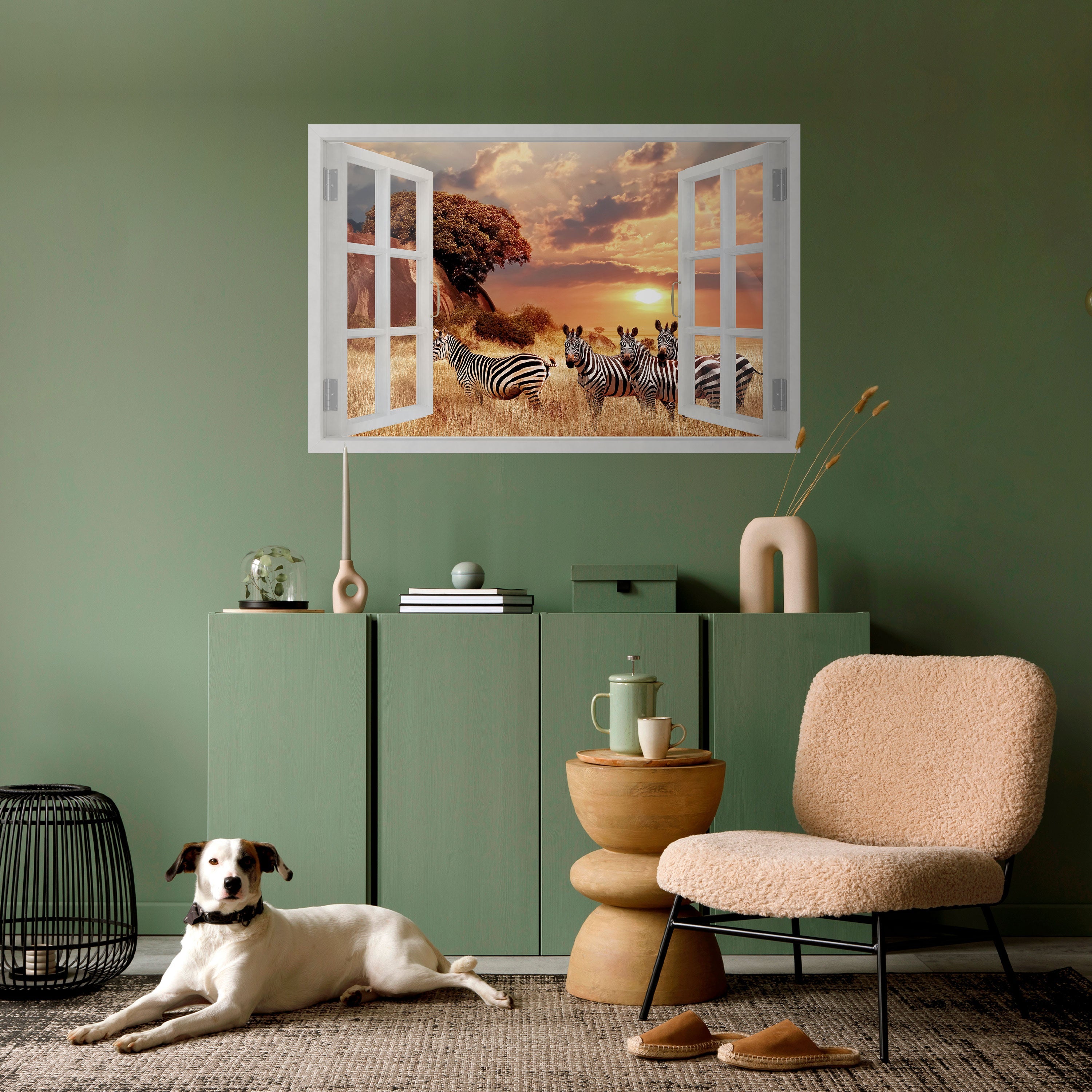 Affiche horizontale autocollante ZEBRA SUNSET VISTA