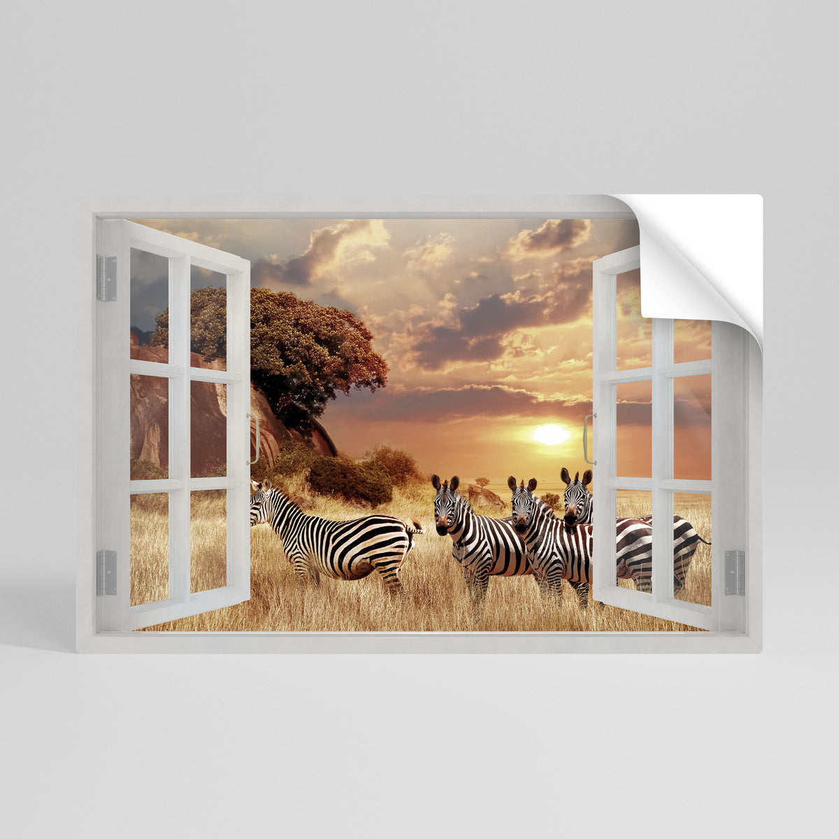 ZEBRA SUNSET VISTA Peel and Stick Horizontal Poster