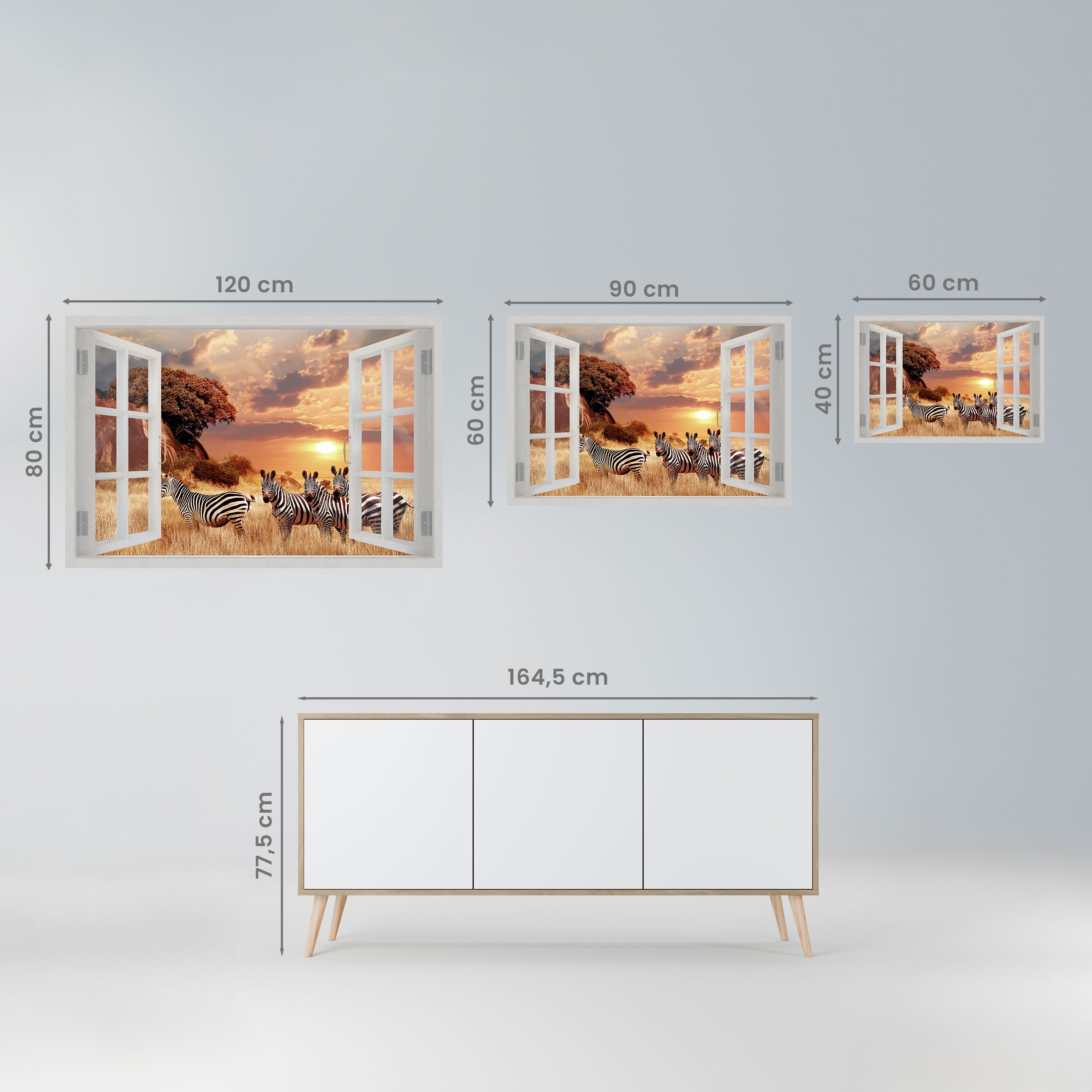 Affiche horizontale autocollante ZEBRA SUNSET VISTA