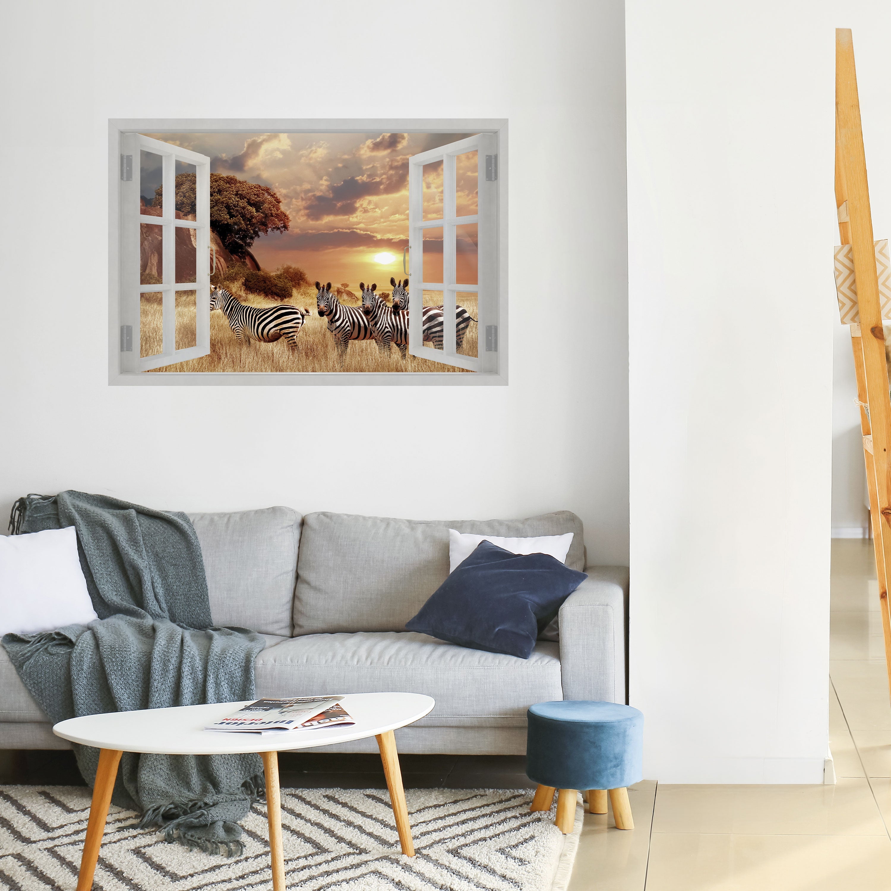 Affiche horizontale autocollante ZEBRA SUNSET VISTA