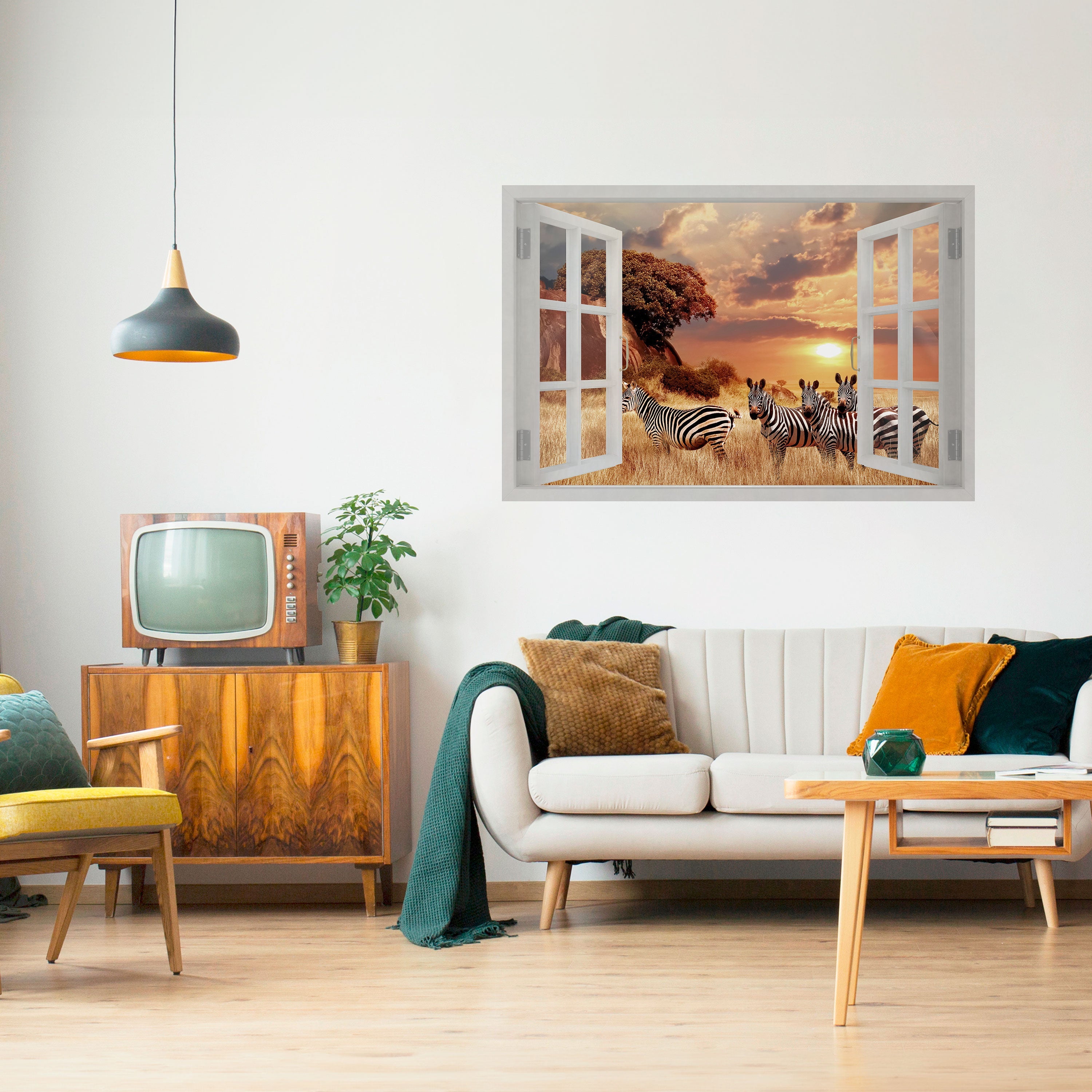 Affiche horizontale autocollante ZEBRA SUNSET VISTA