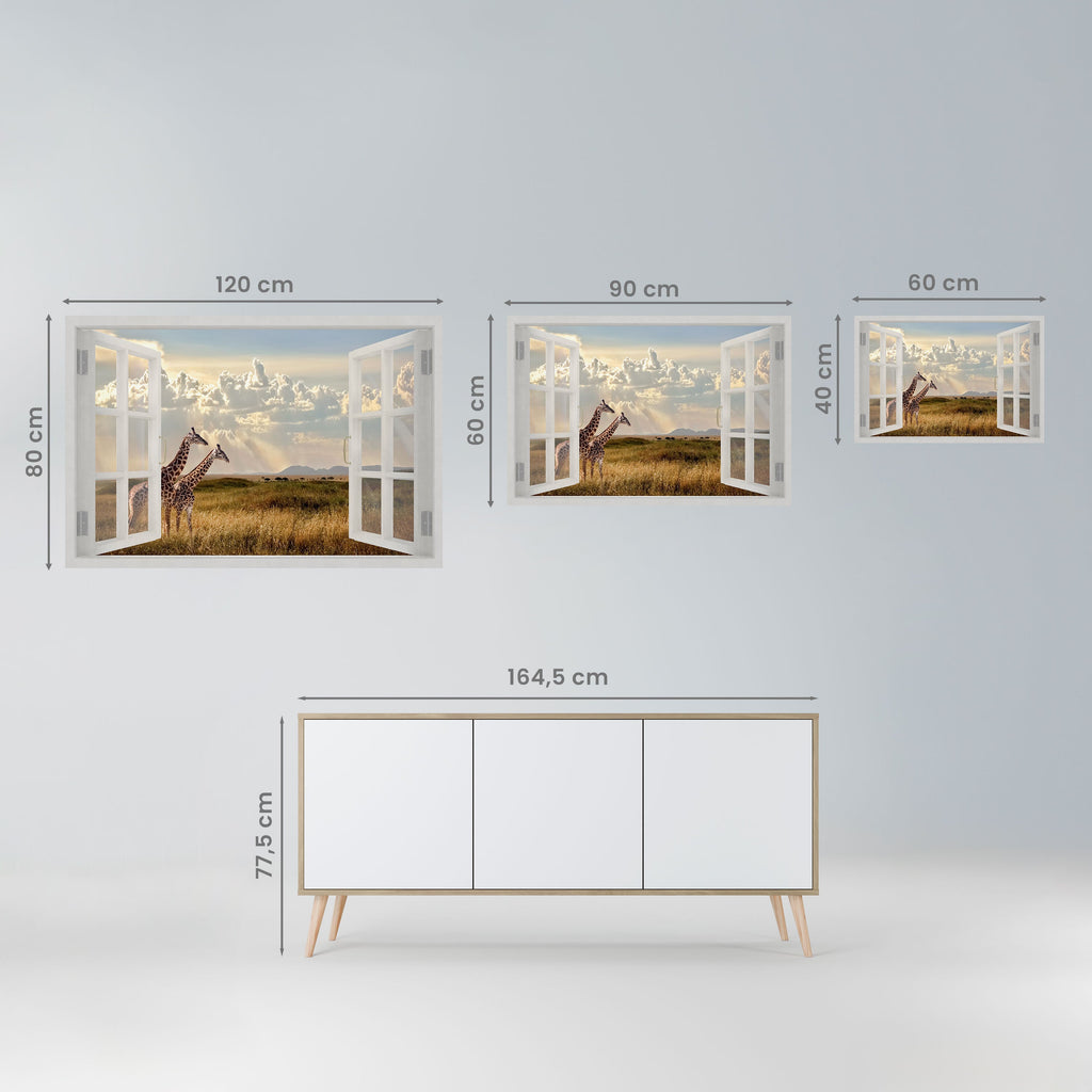Affiche horizontale autocollante « GIRAFFE GAZE WINDOW »