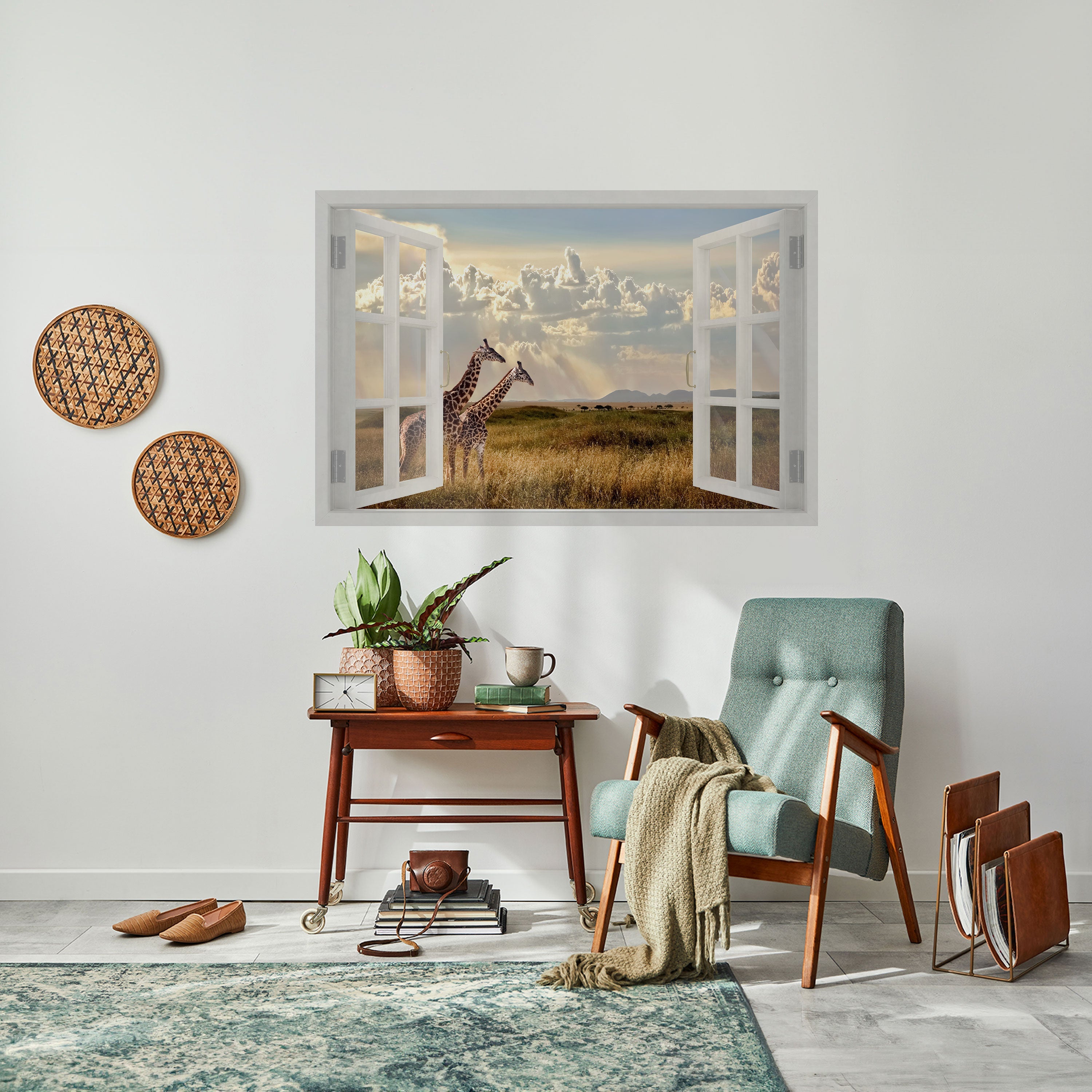 Affiche horizontale autocollante « GIRAFFE GAZE WINDOW »