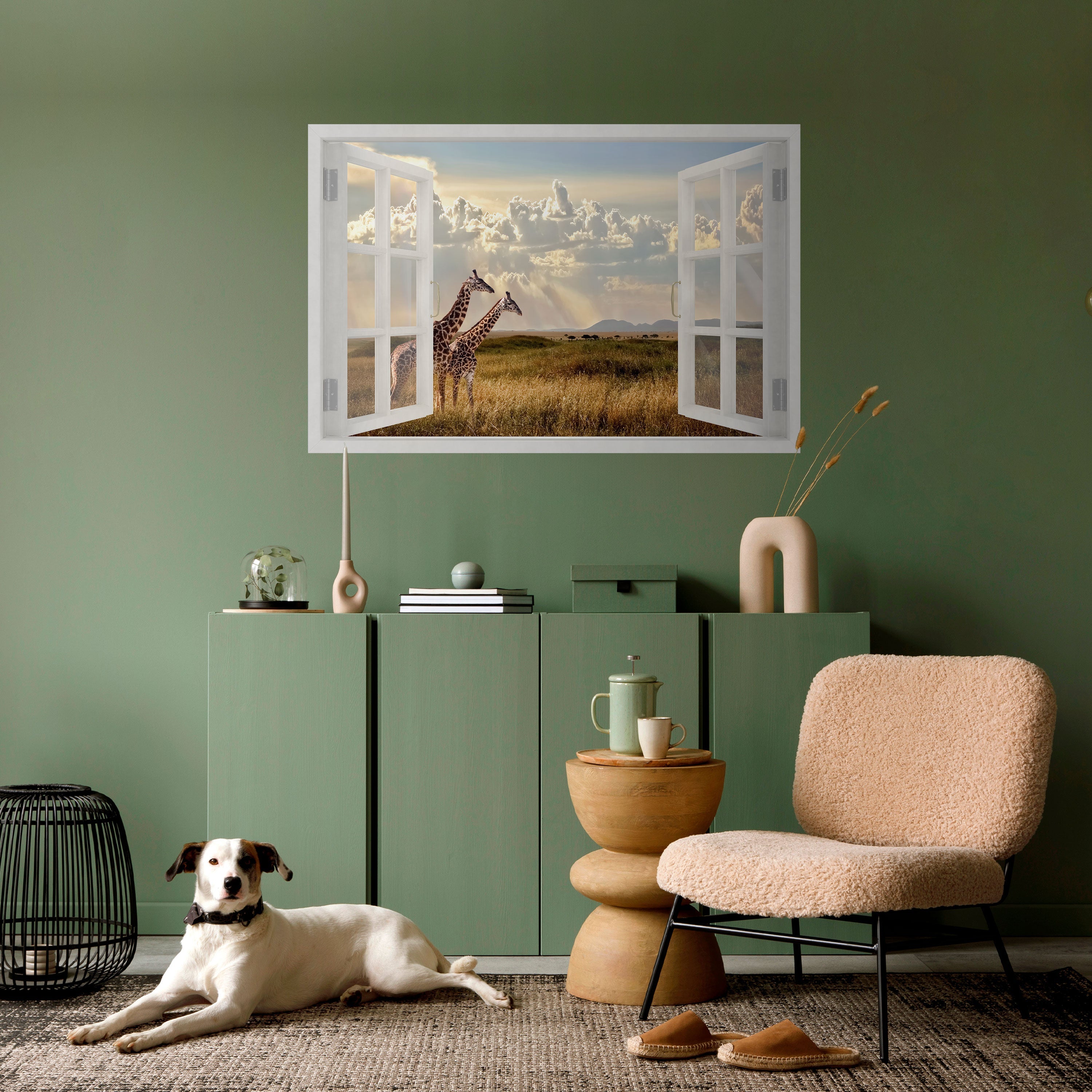 Affiche horizontale autocollante « GIRAFFE GAZE WINDOW »