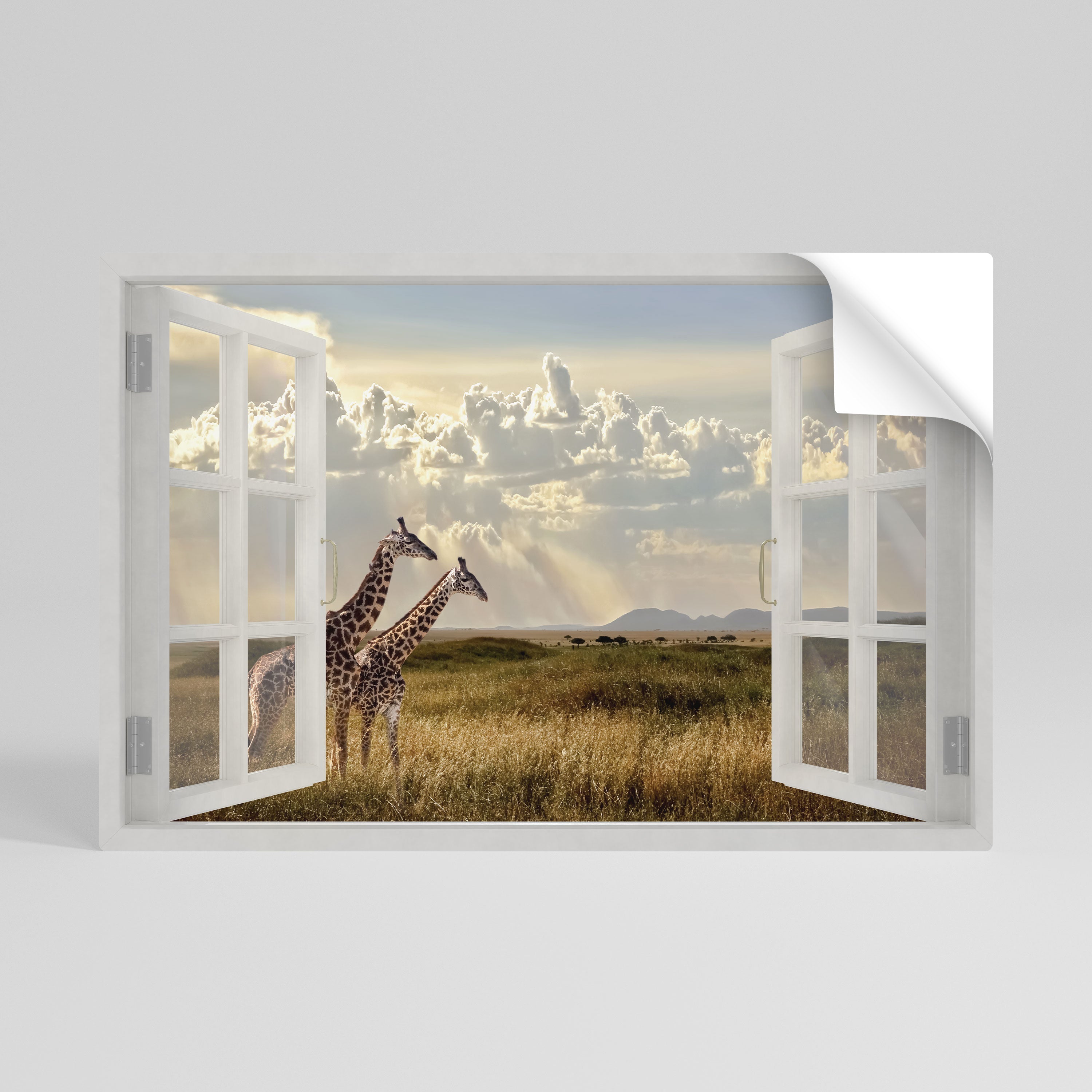 Affiche horizontale autocollante « GIRAFFE GAZE WINDOW »