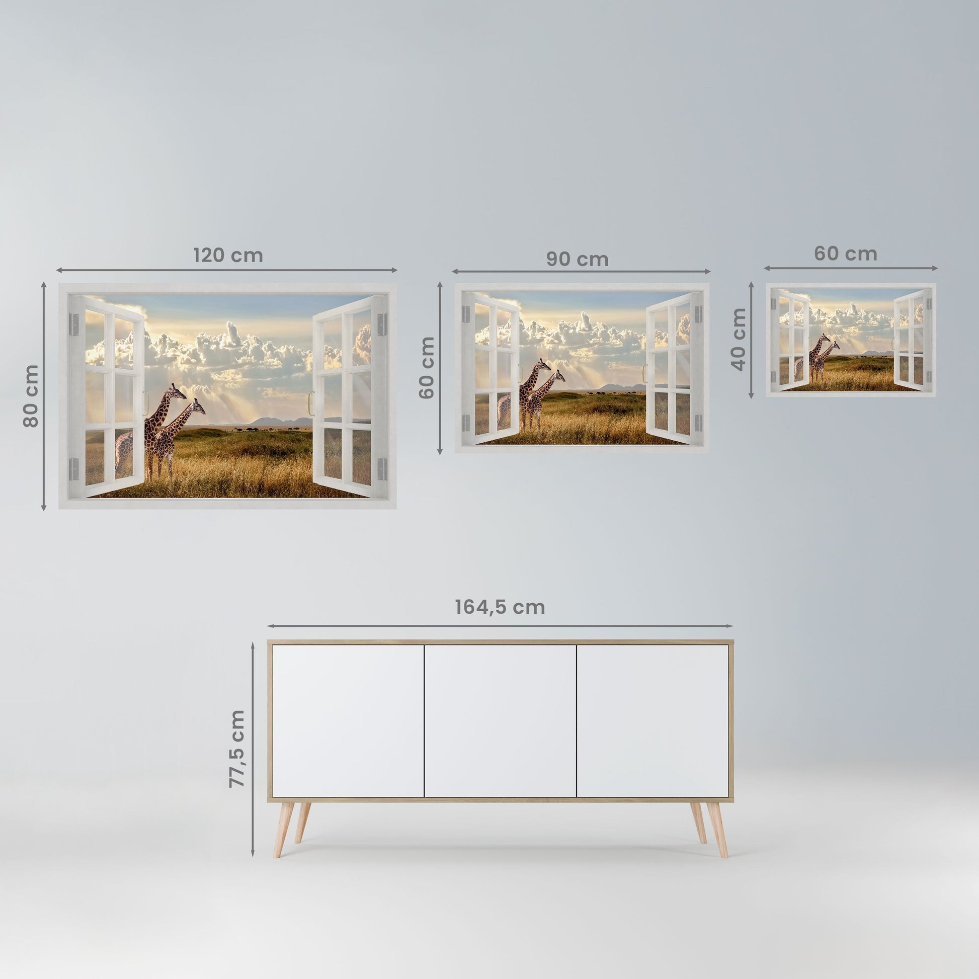 Affiche horizontale autocollante « GIRAFFE GAZE WINDOW »