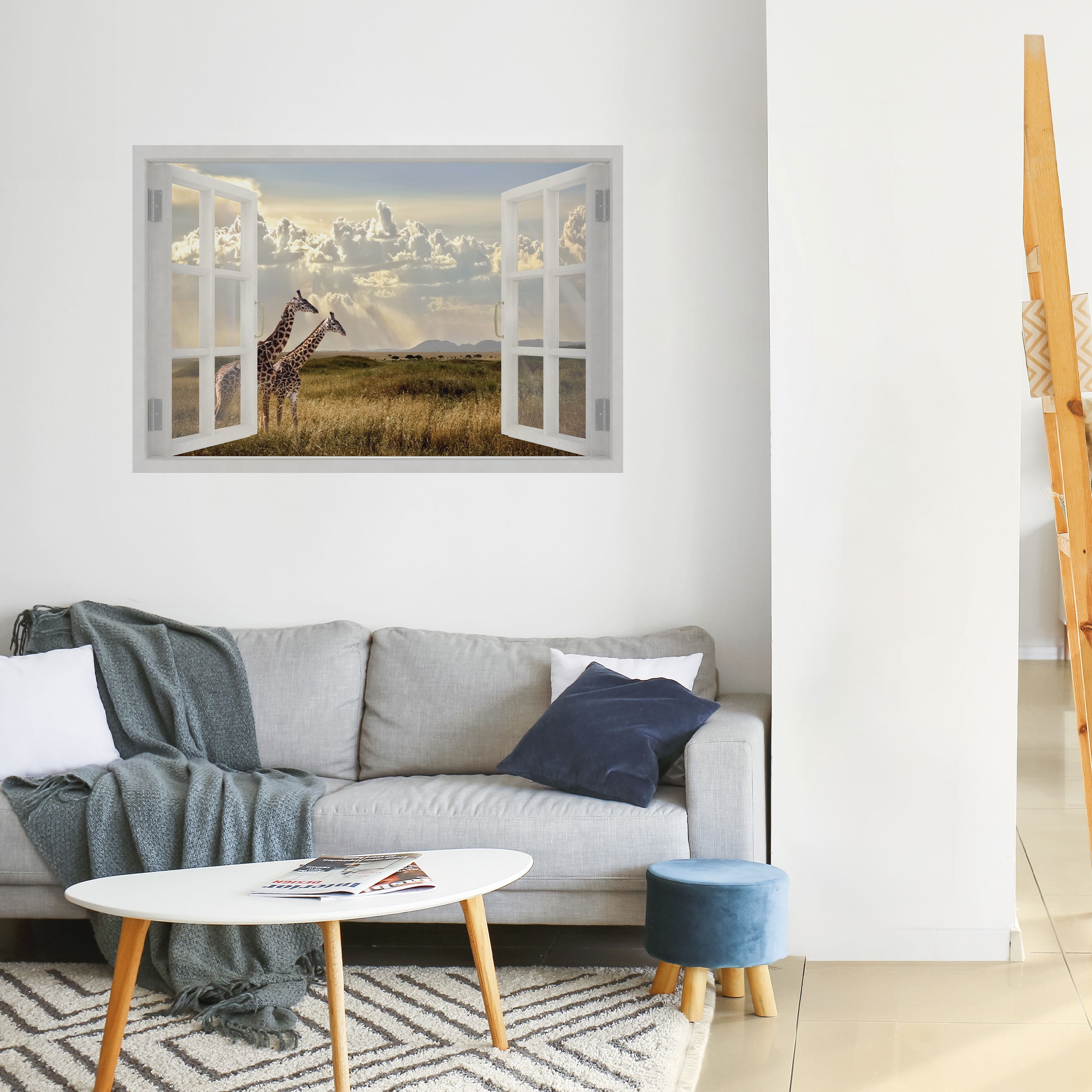 Affiche horizontale autocollante « GIRAFFE GAZE WINDOW »