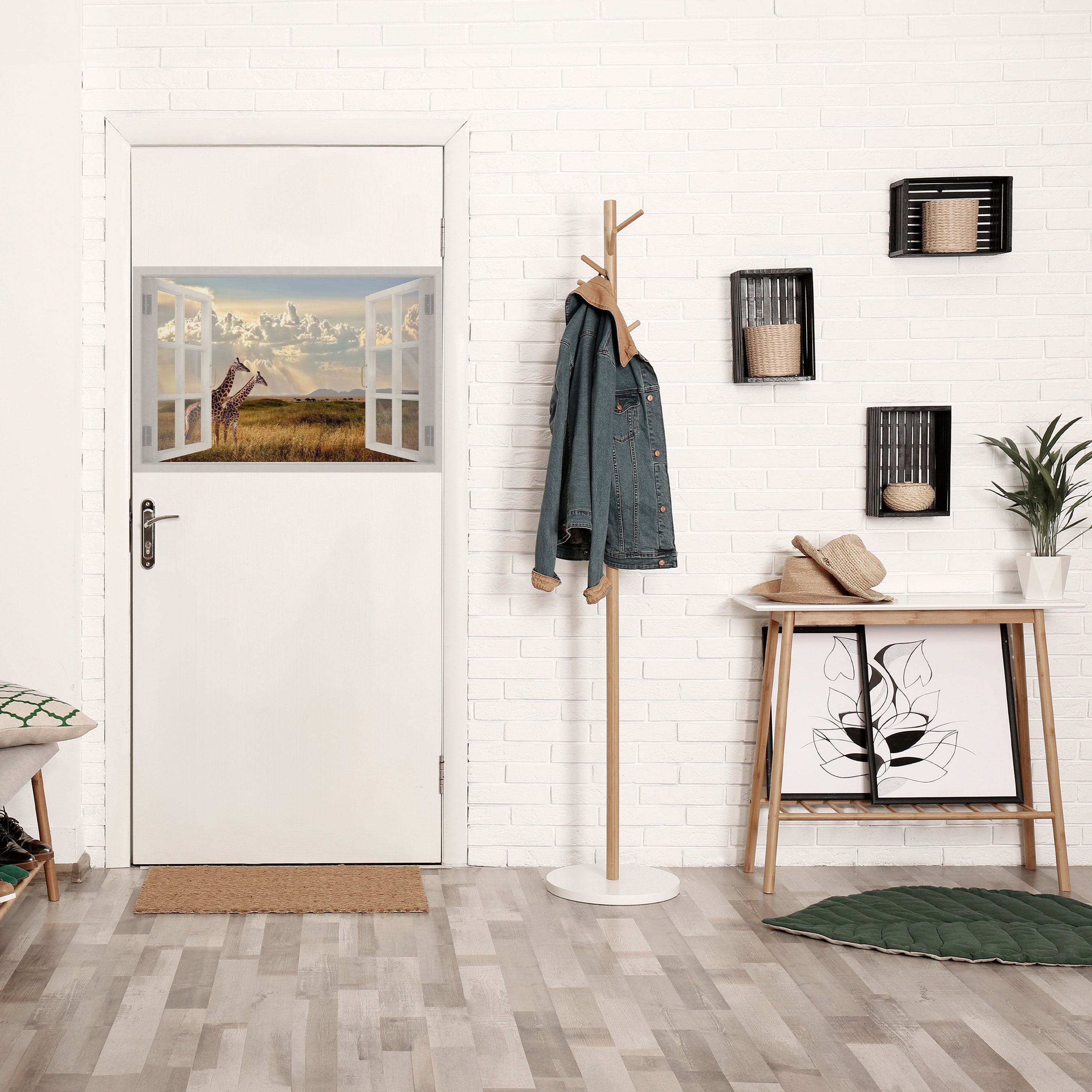 Affiche horizontale autocollante « GIRAFFE GAZE WINDOW »