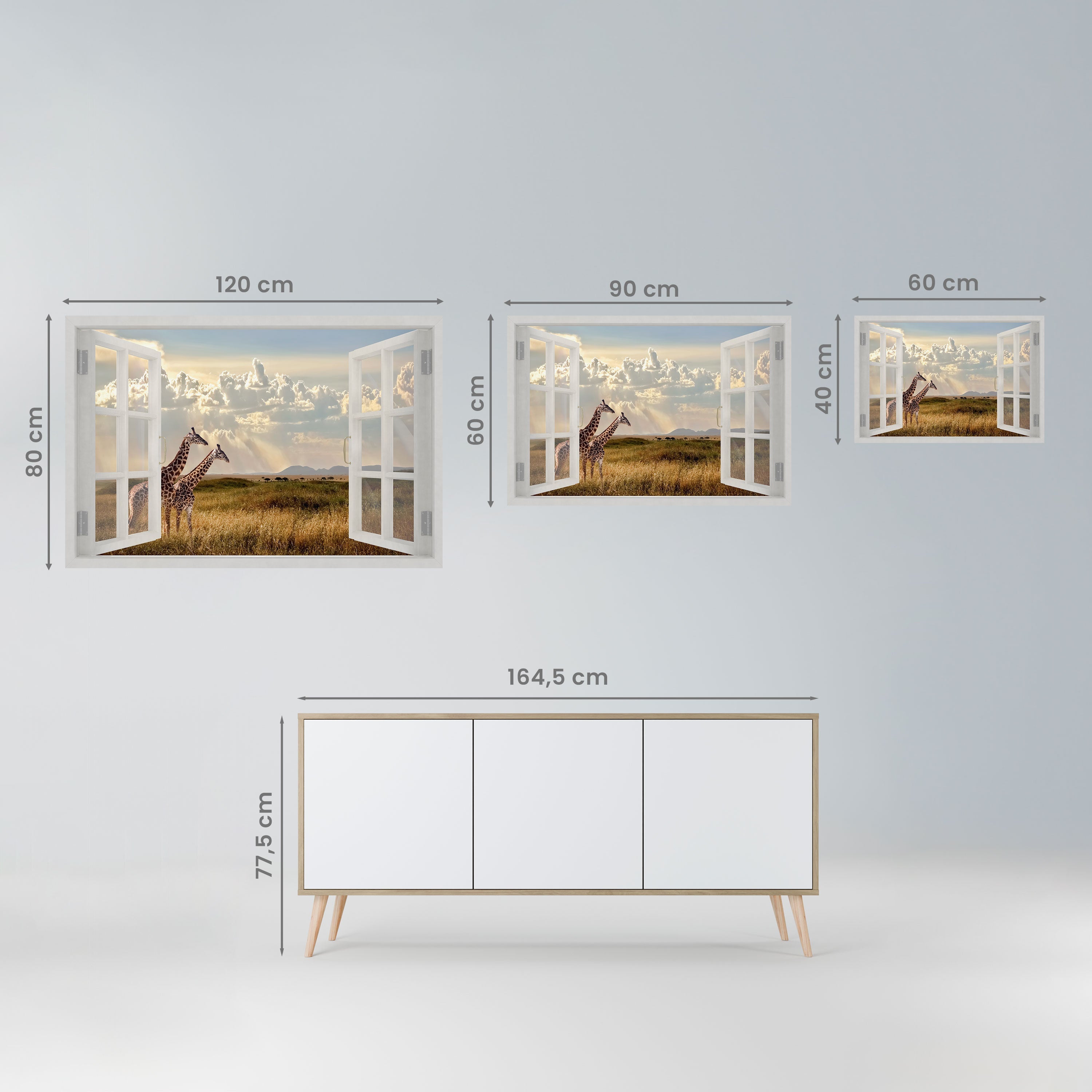 Affiche horizontale autocollante « GIRAFFE GAZE WINDOW »