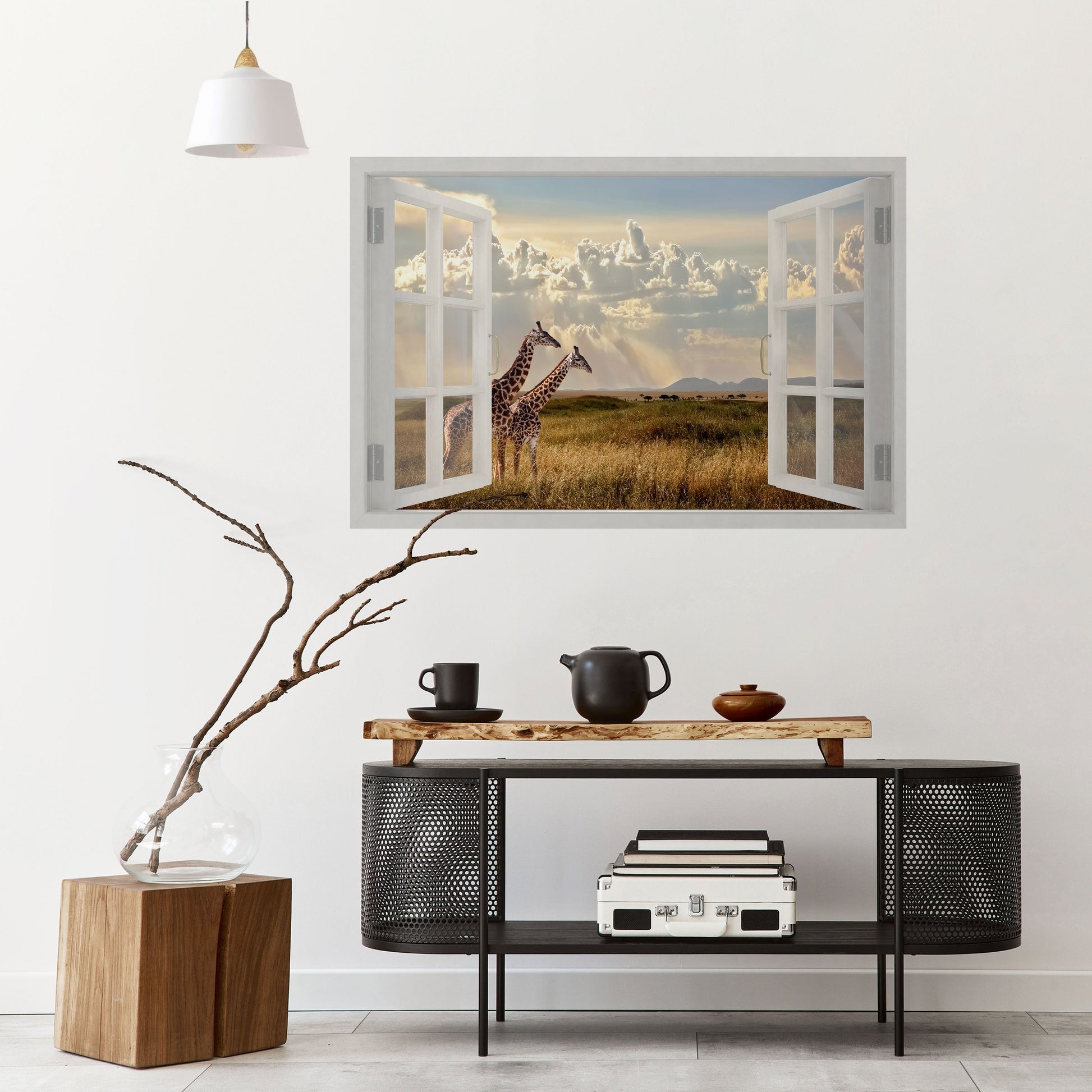 Affiche horizontale autocollante « GIRAFFE GAZE WINDOW »