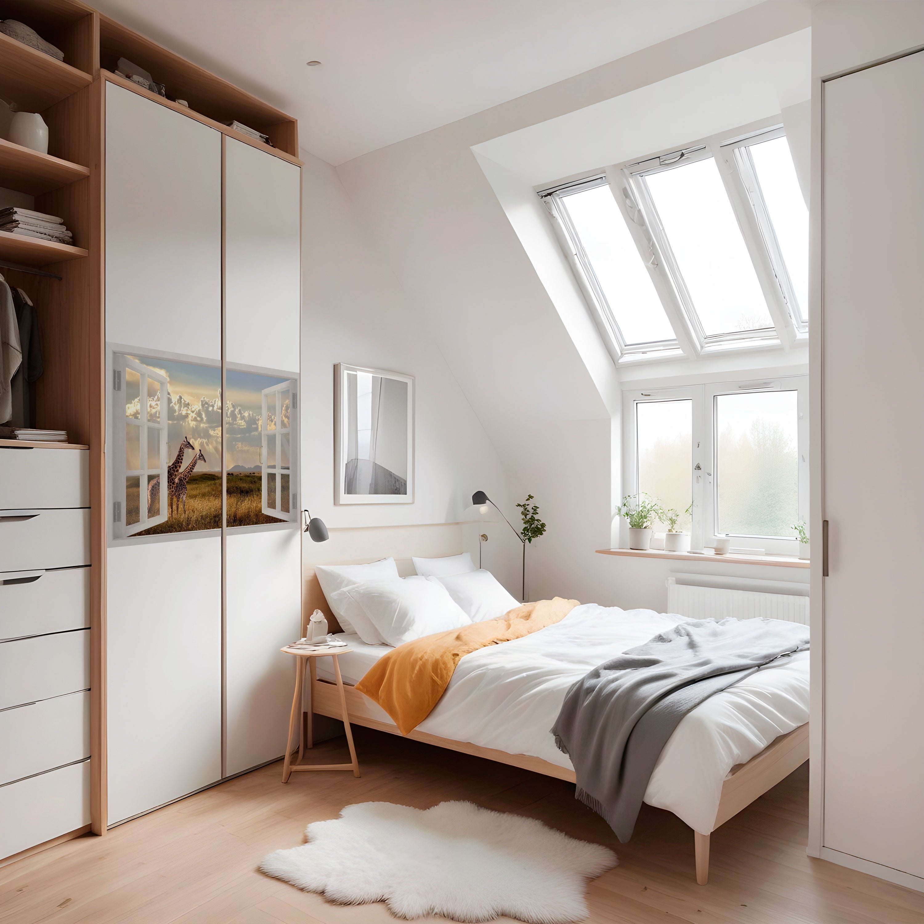 Affiche horizontale autocollante « GIRAFFE GAZE WINDOW »