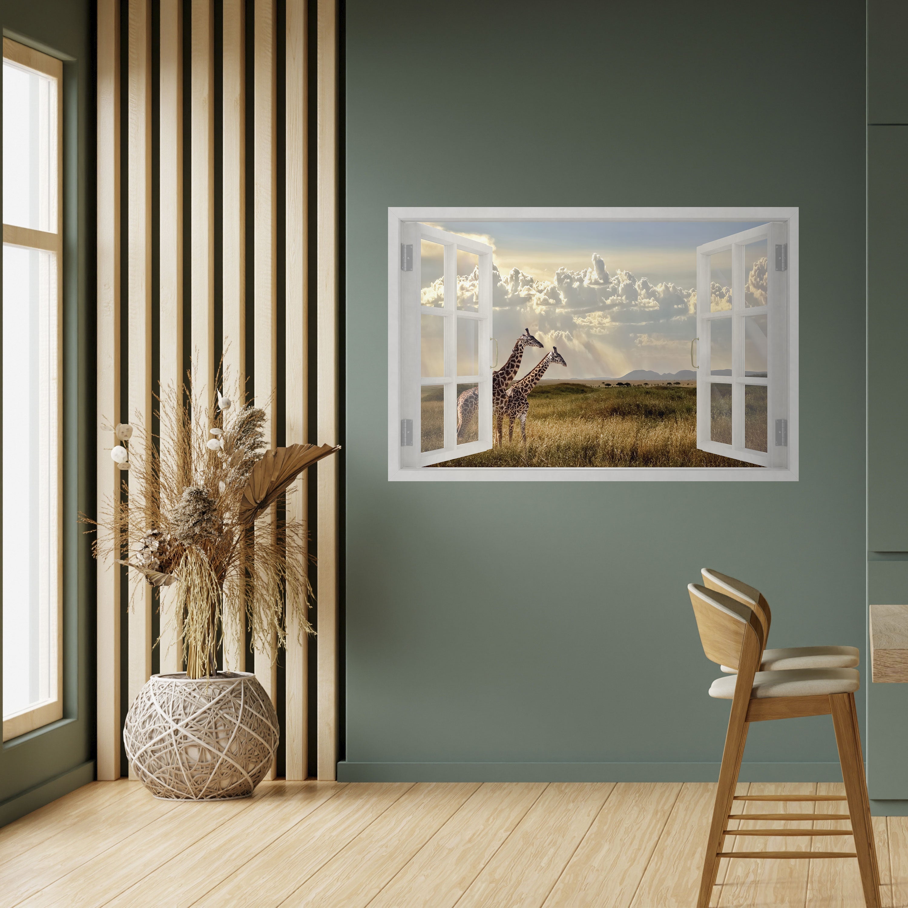 Affiche horizontale autocollante « GIRAFFE GAZE WINDOW »
