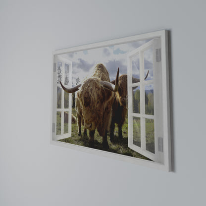 BOVINE WINDOW VISTA Horizontal Canvas Print
