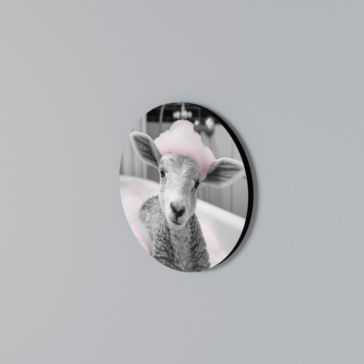 PINK CLOUD BATH TIME Round Wall Art