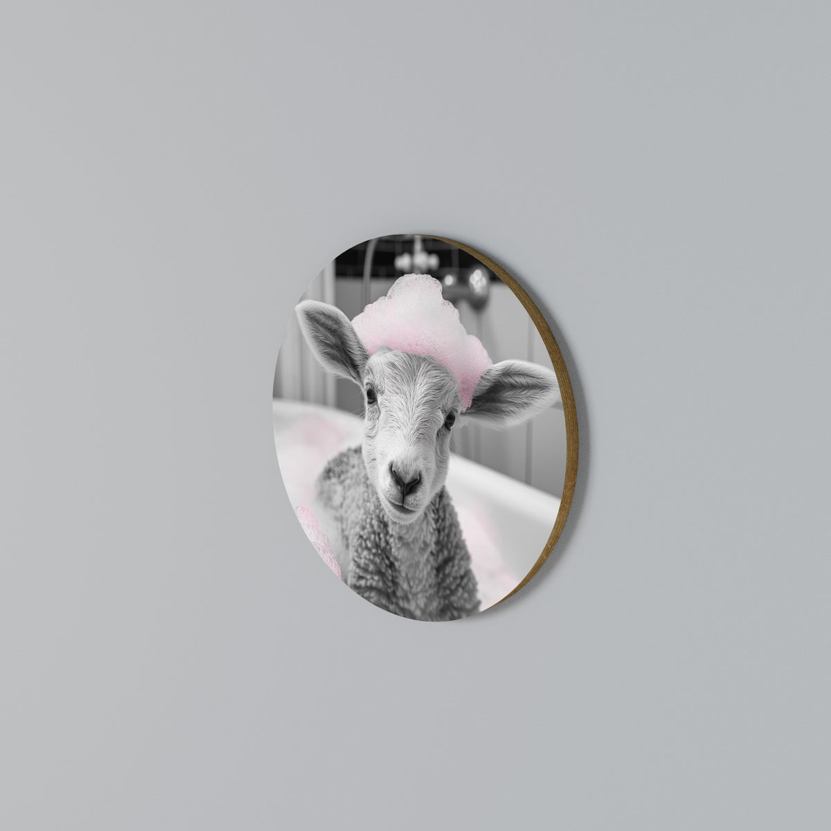 PINK CLOUD BATH TIME Round Wall Art