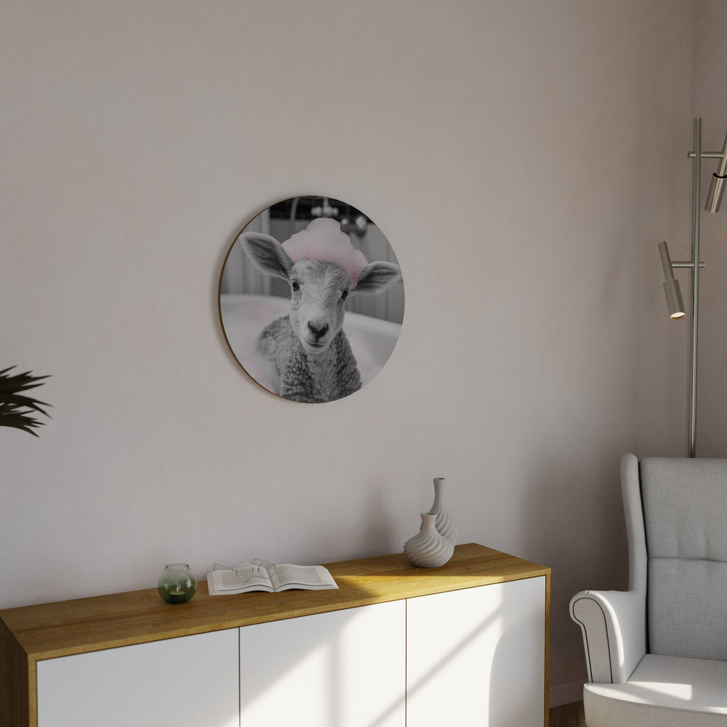 Décoration murale ronde « HEURE DU BAIN » avec un nuage rose