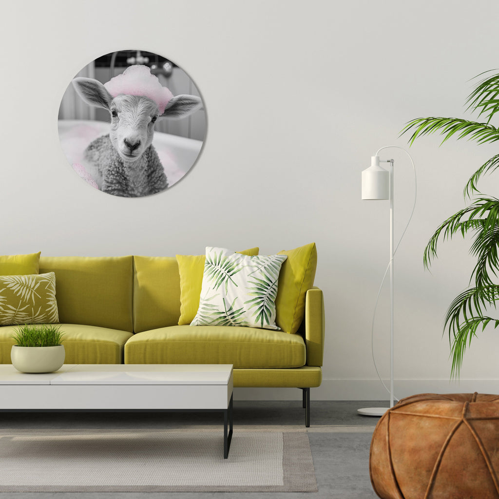 Décoration murale ronde « HEURE DU BAIN » avec un nuage rose