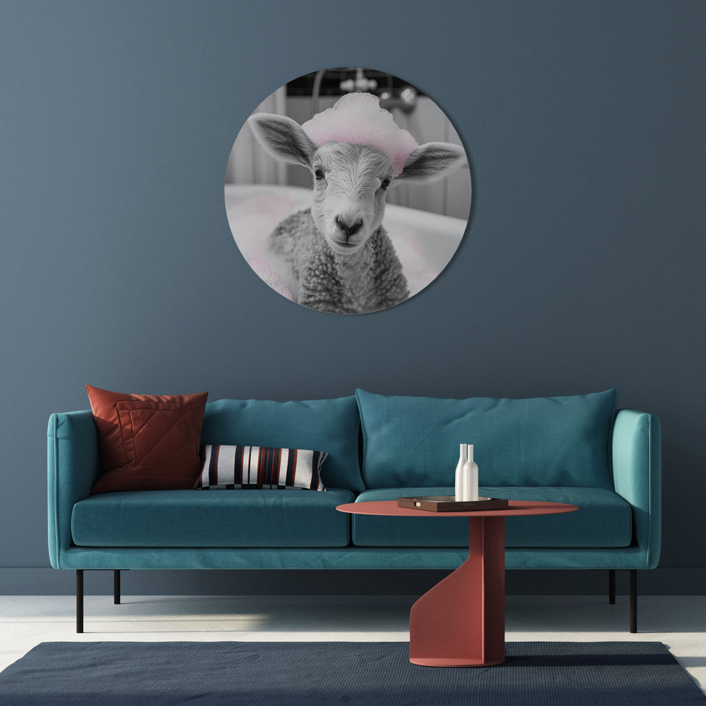 Décoration murale ronde « HEURE DU BAIN » avec un nuage rose