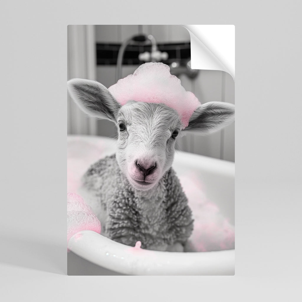 Affiche verticale autocollante « HEURE DU BAIN » : NUAGE ROSE