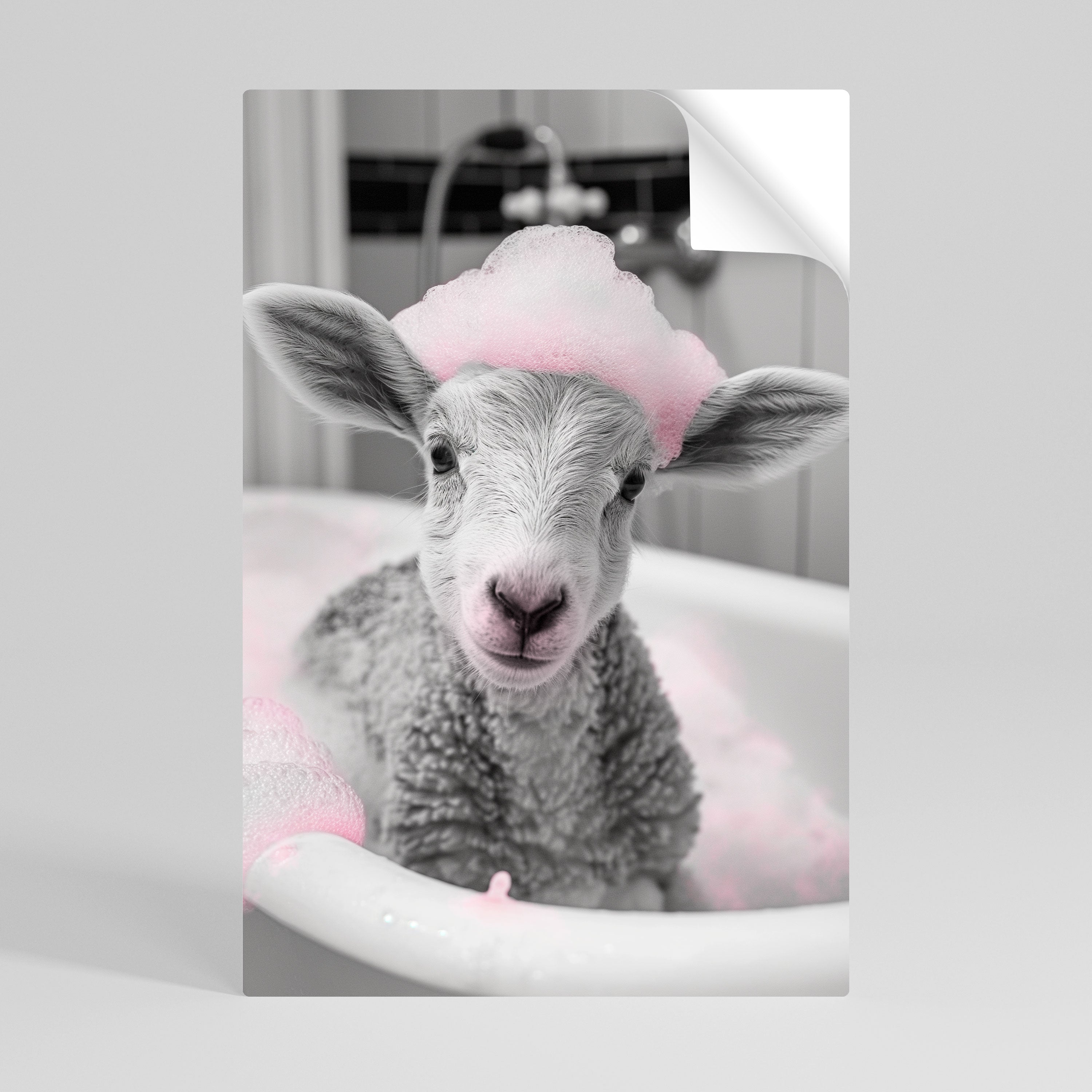 Affiche verticale autocollante « HEURE DU BAIN » : NUAGE ROSE