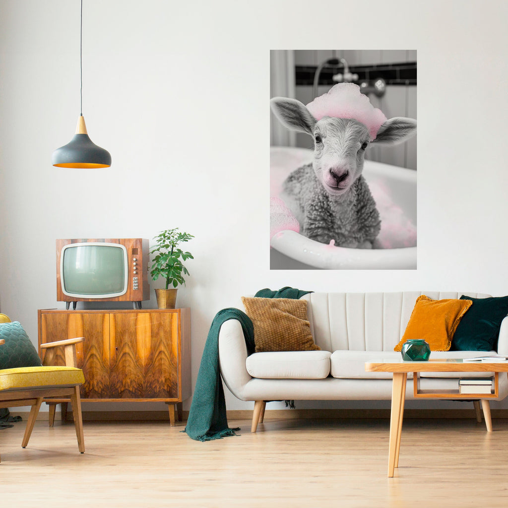 Affiche verticale autocollante « HEURE DU BAIN » : NUAGE ROSE