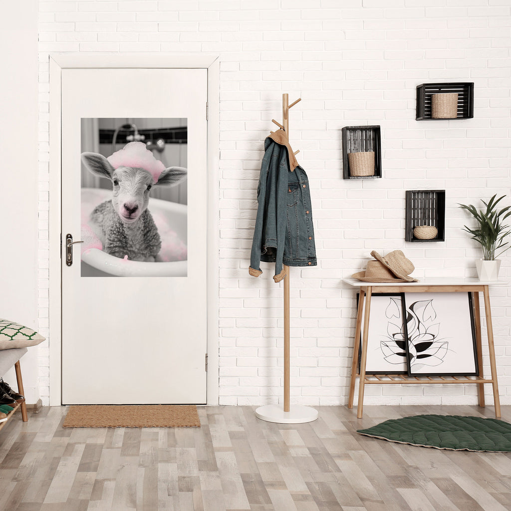 Affiche verticale autocollante « HEURE DU BAIN » : NUAGE ROSE