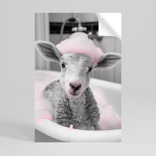 PINK CLOUD BATH TIME Peel and Stick Vertical Poster