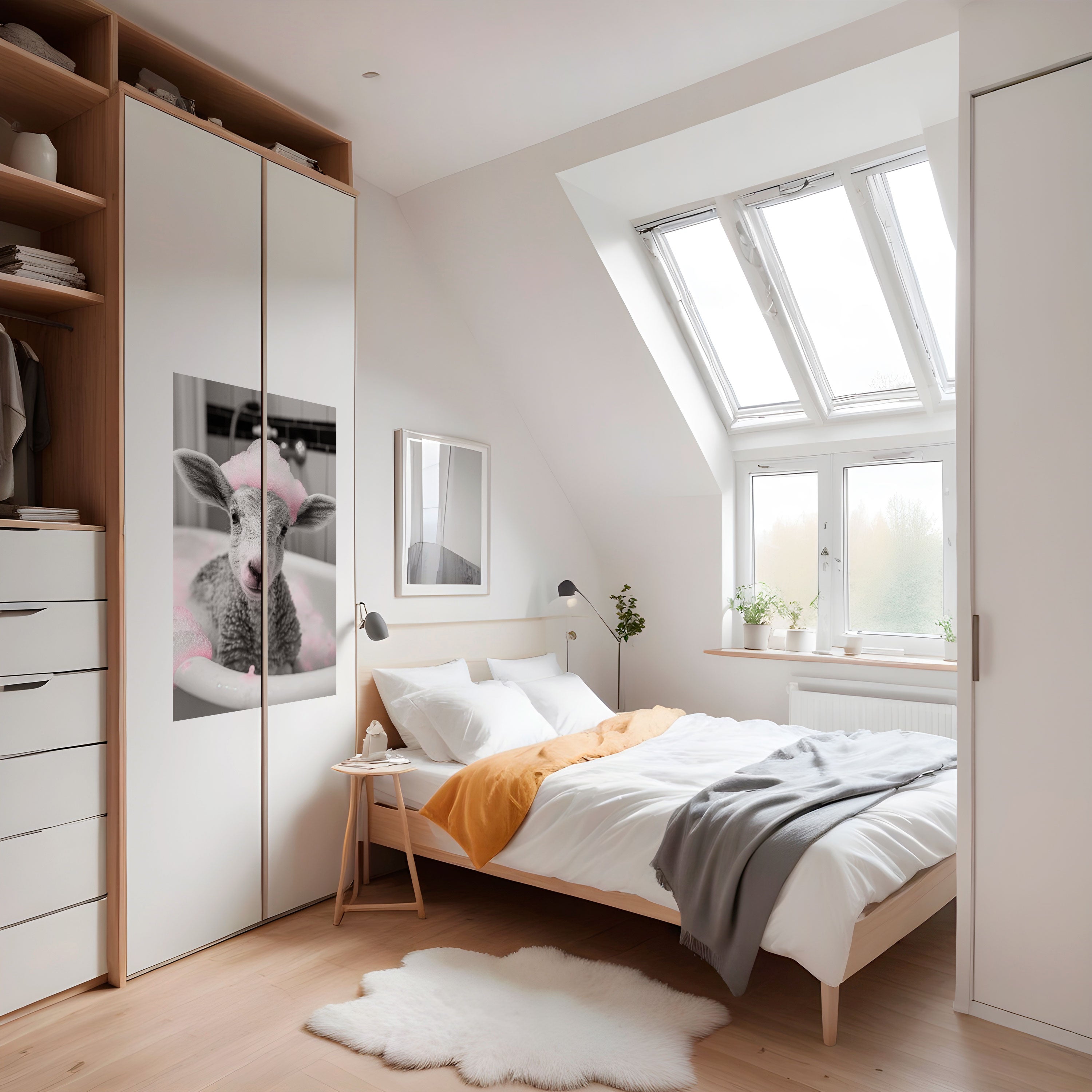 Affiche verticale autocollante « HEURE DU BAIN » : NUAGE ROSE