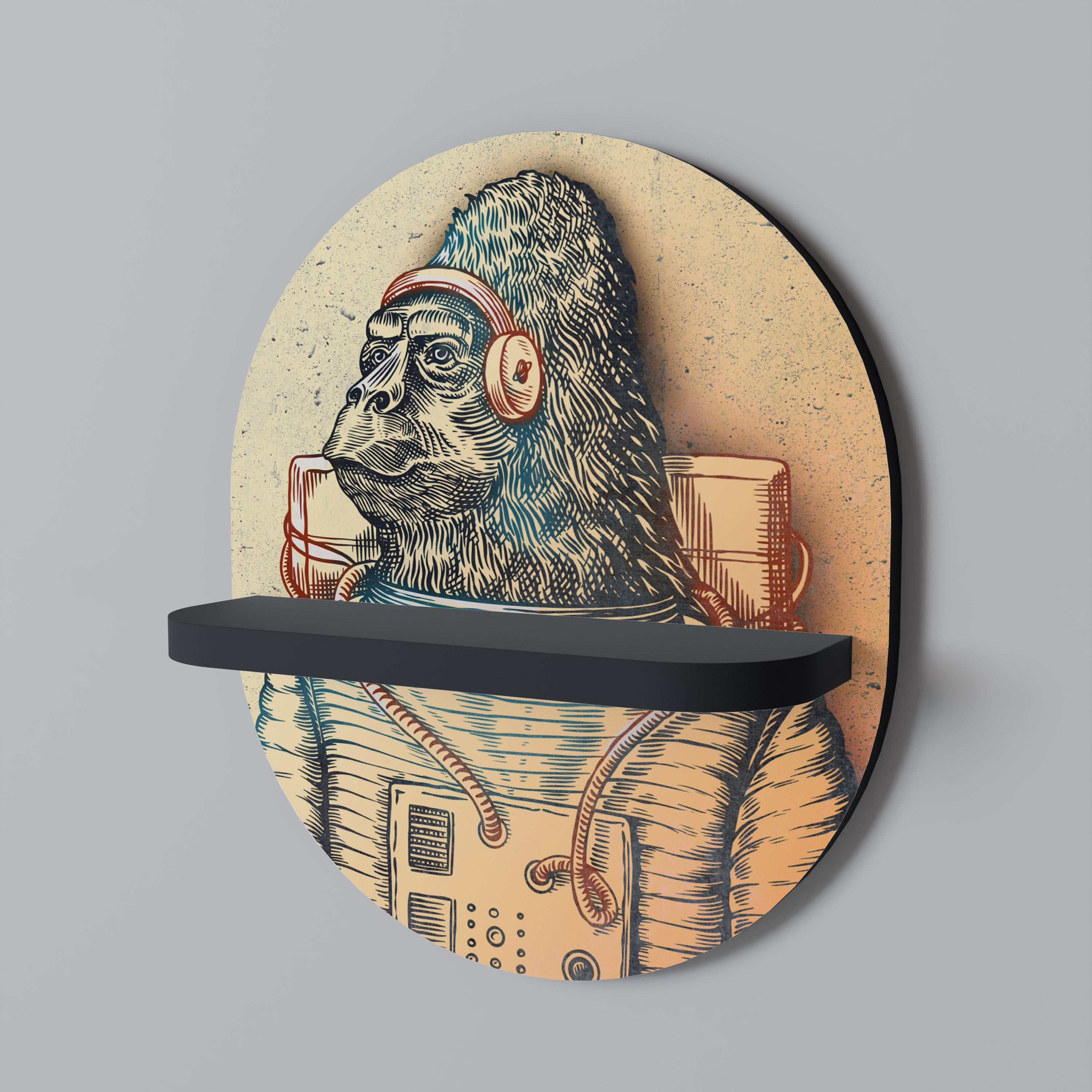 Étagère d'art ovale GORILLA GROOVE en finition noire