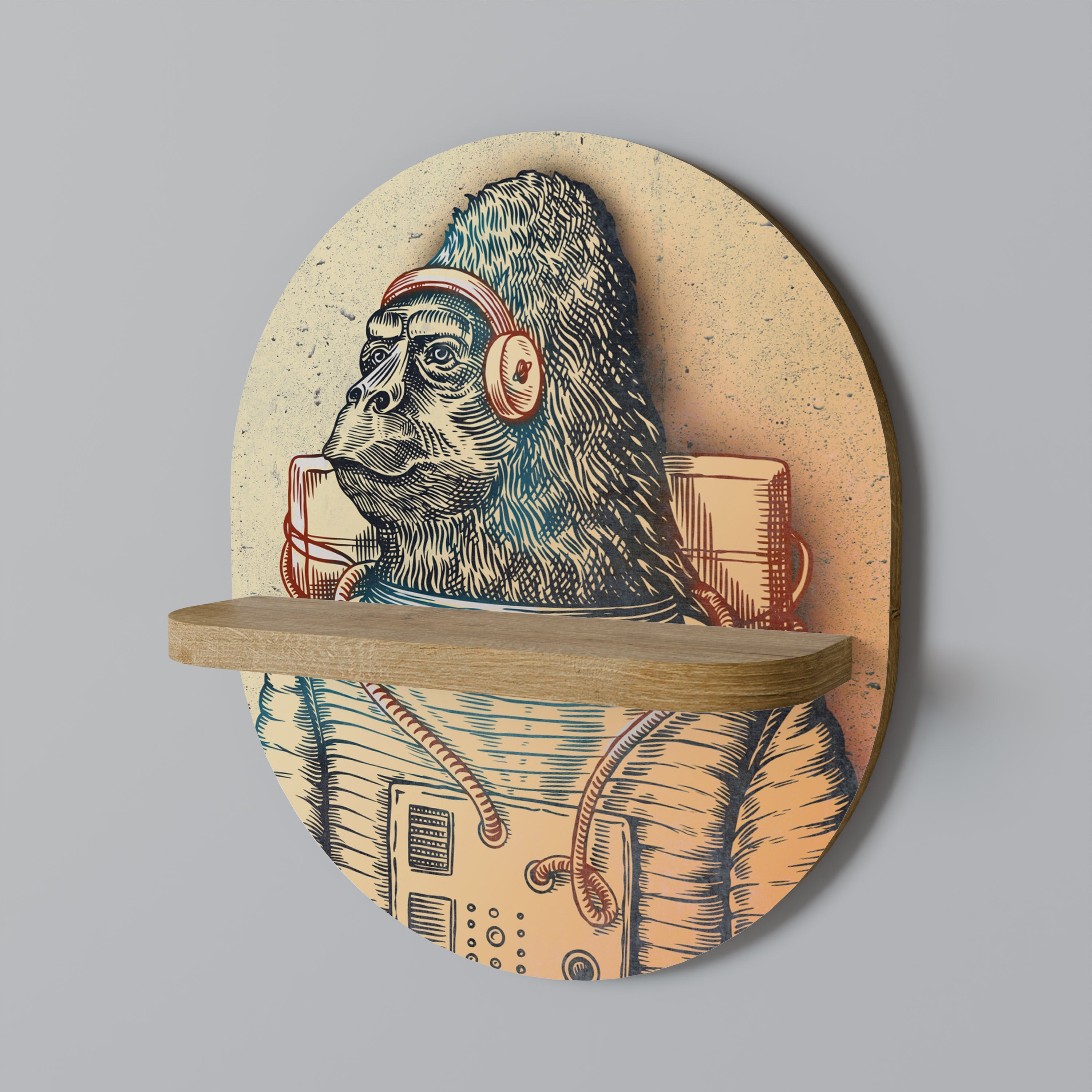 Étagère d'art ovale GORILLA GROOVE effet chêne